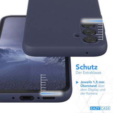 EAZY CASE Handyhülle Premium Silikon Case für Samsung Galaxy A54 6,4 Zoll, Handy Softcase Hülle Silikon mit Displayschutz Case Blau / Nachtblau