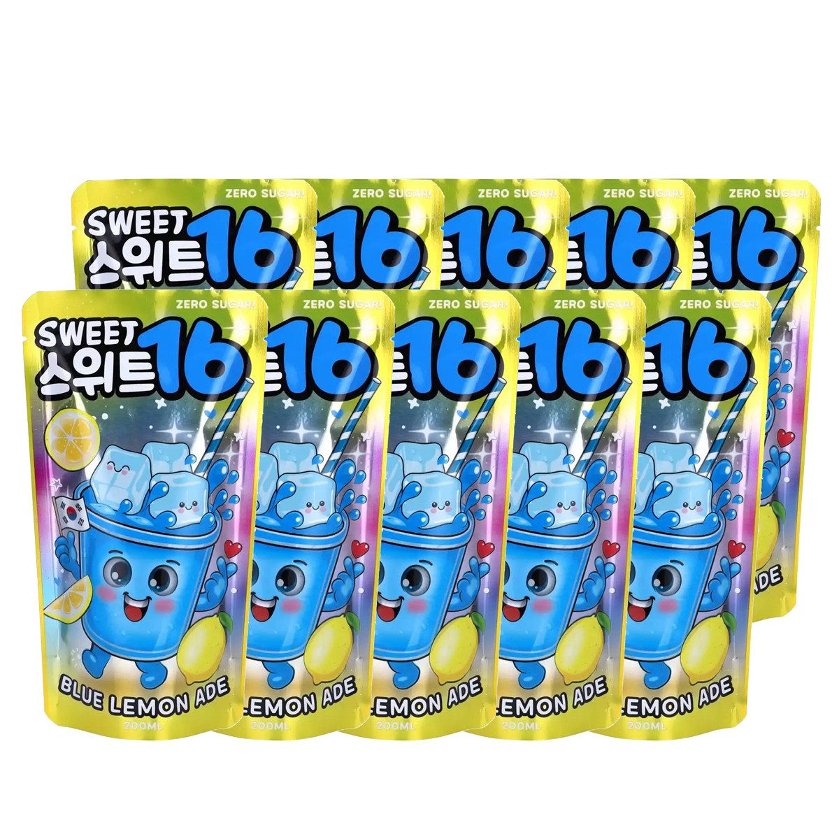 Sweet16 Softgetränk, Sweet16 Blue Lemon Ade Blaue Limonade zuckerfrei 200ml 10er Pack