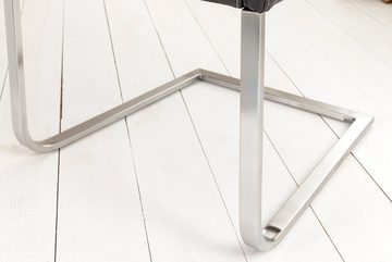 riess-ambiente Freischwinger SAMSON vintage grau / silber (Einzelartikel, 1 St), Esszimmer · Microfaser · Edelstahl · mit Armlehne · Industrial Design