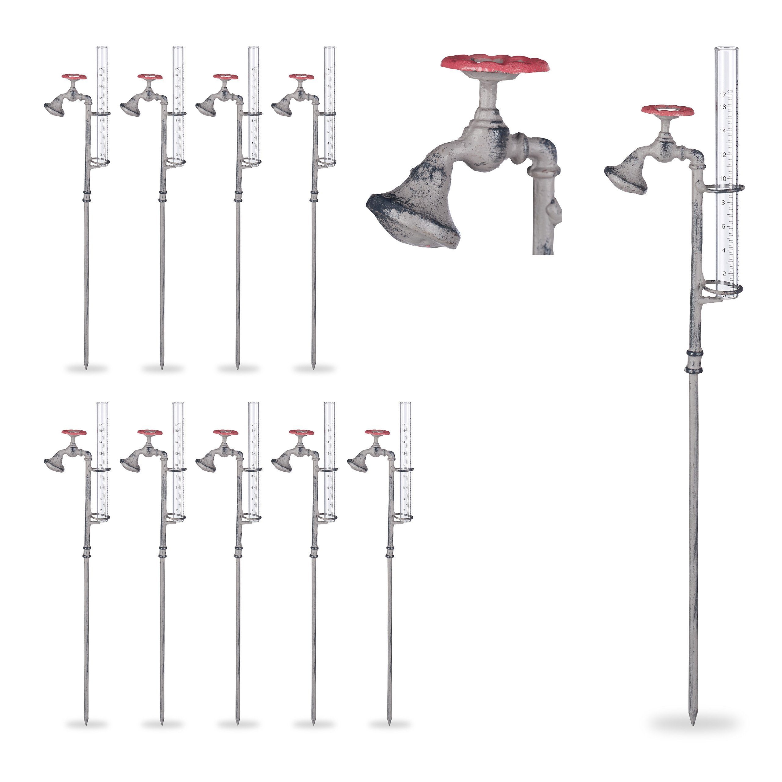 Gartenstecker 10 x Regenmesser Wasserhahn