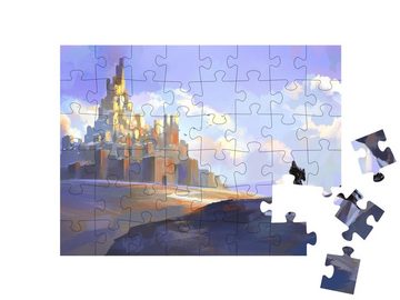 puzzleYOU Puzzle Ein Ritter vor einer mittelalterlichen Burg, 48 Puzzleteile, puzzleYOU-Kollektionen Fantasy, 48 Teile, Illustrationen