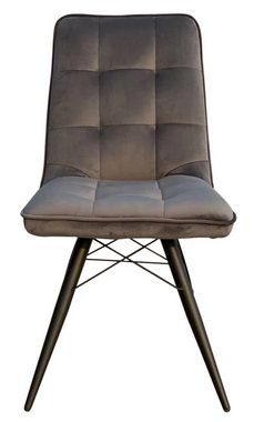 bene living Stuhl Vicenza - gepolstert - Samt - grau (Set, 4 St), weicher Samtbezug - Metall-Gestell - hohe Rückenlehne