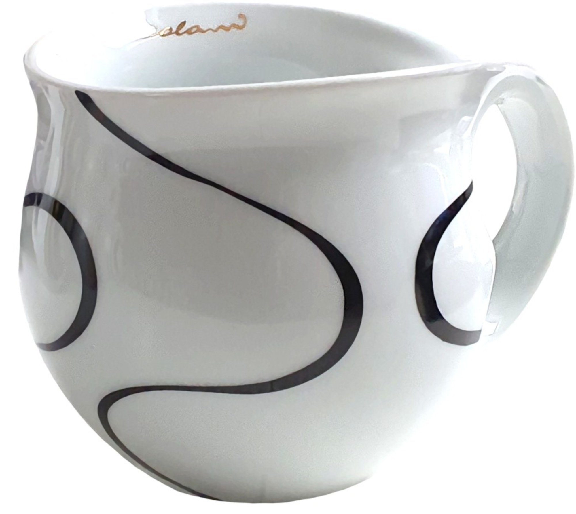 Colani Tasse Colani Jumbotasse Kaffeebecher Tasse XXL Loop Schwarz 600 ml, 1-tlg., Porzellan, Spülmaschinenfest, Mikrowellengeeignet, im Geschenkkarton