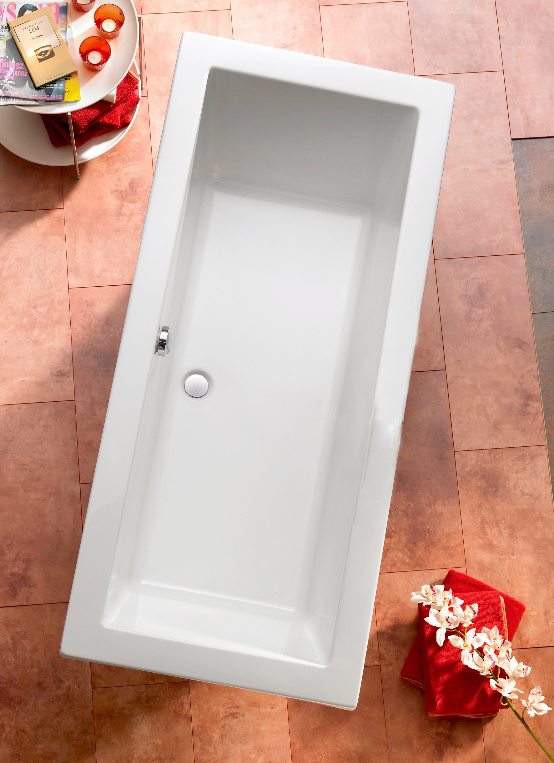 OTTOFOND Badewanne Cubic, (Komplett-Set, 3-tlg), mit Fußgestell und Ablaufgarnitur