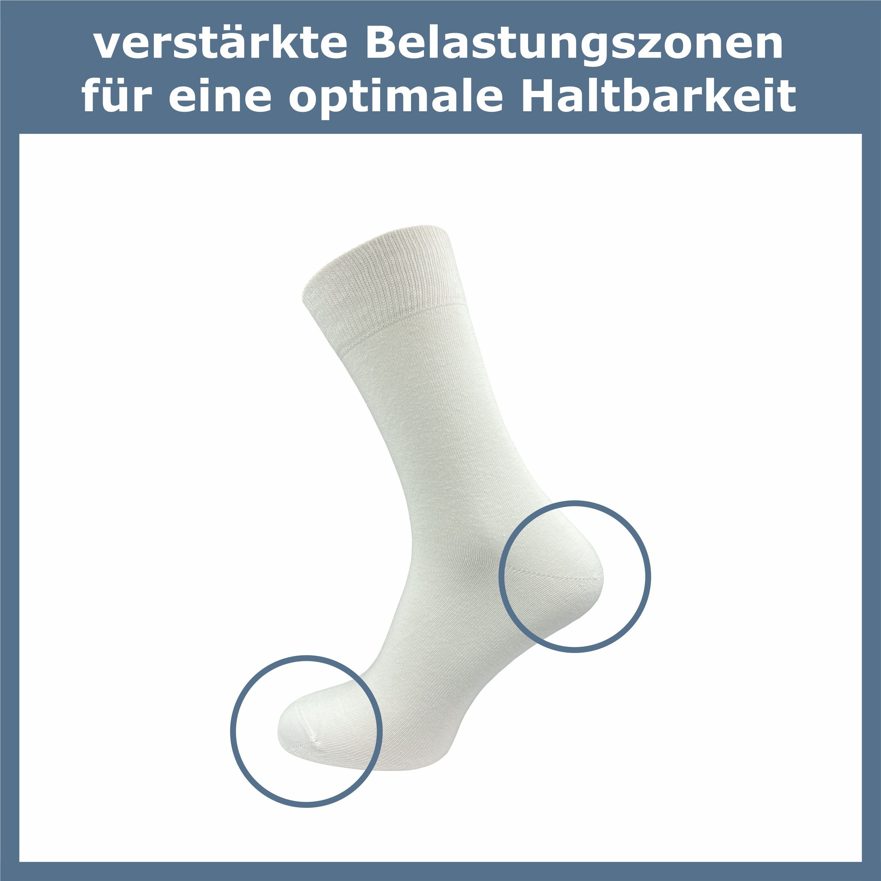 blau grau, - - in Socken Baumwolle Socken aus schwarz, gekämmter bequem doppelt und bunt, & (10 Herren Farben Damen weiteren ca·wa·so weiß & Paar) weich für