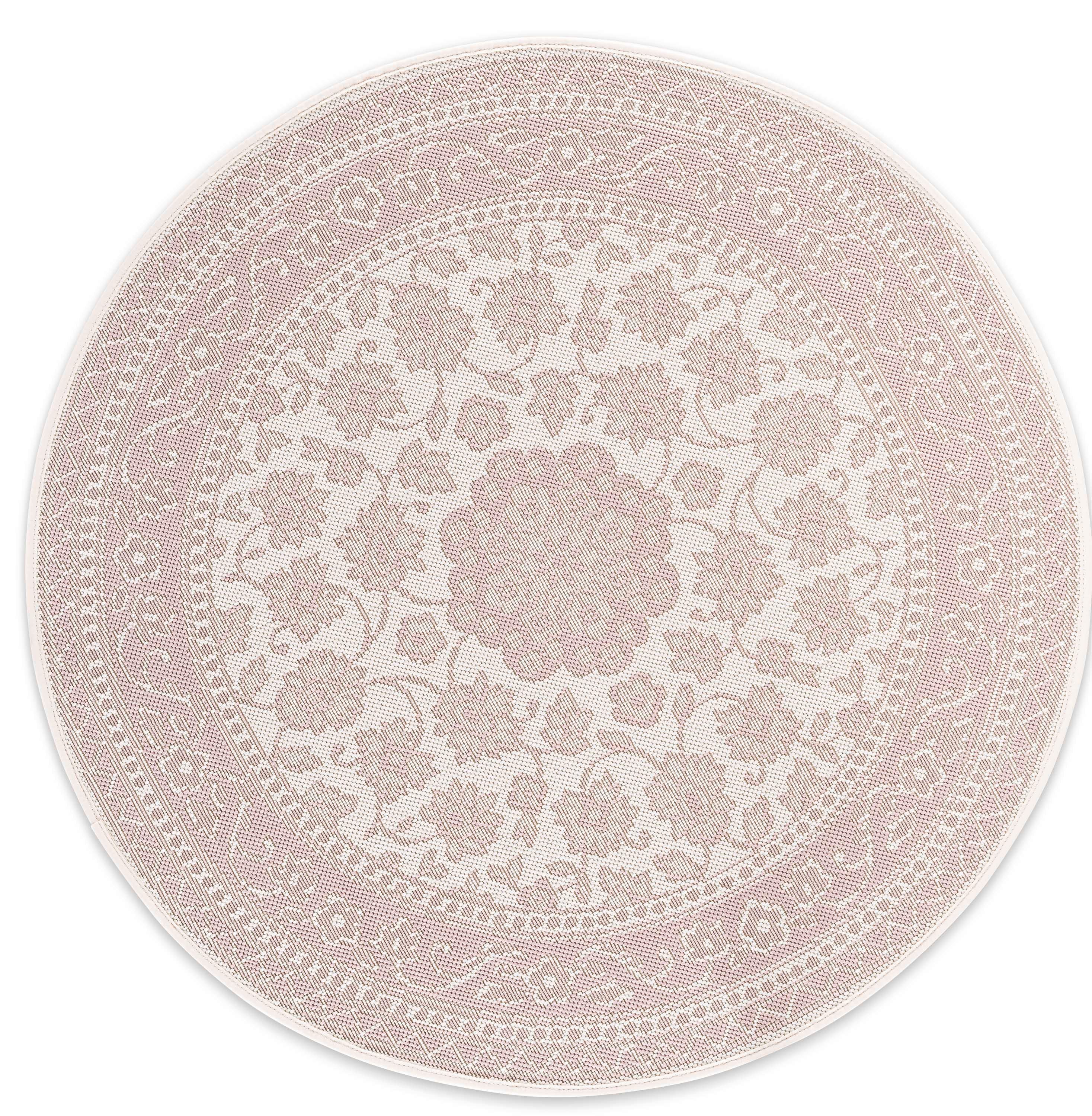 DomDeco Teppich In- & Outdoor Teppich Rund Finn, strapazierfähiger Flachgewebe 120cm