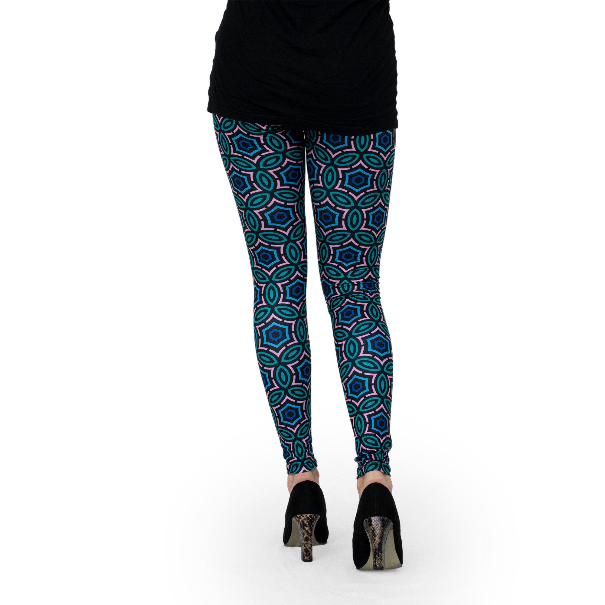 cosey Leggings Motiv-Leggings (Einheitsgröße) - Design Arabesque (auffällige Motiv-Prints • figurbetonte Passform • schnelltrocknend, Einzelartikel) Design Arabesque