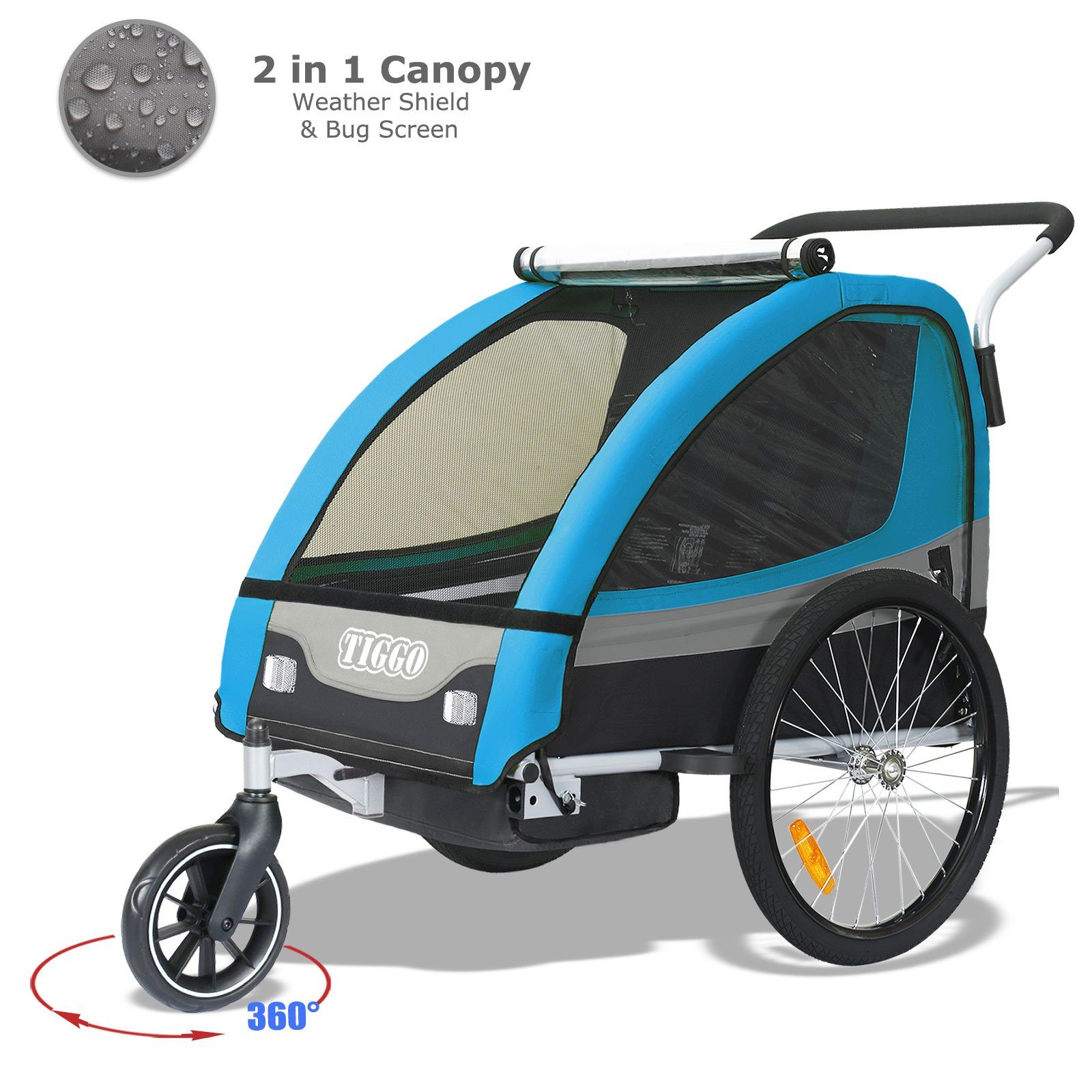 TIGGO Fahrradkinderanhänger Kinderanhänger Kinderfahrradanhänger Fahrradanhänger Anhänger, 5-Punkt Sicherheitsgurt