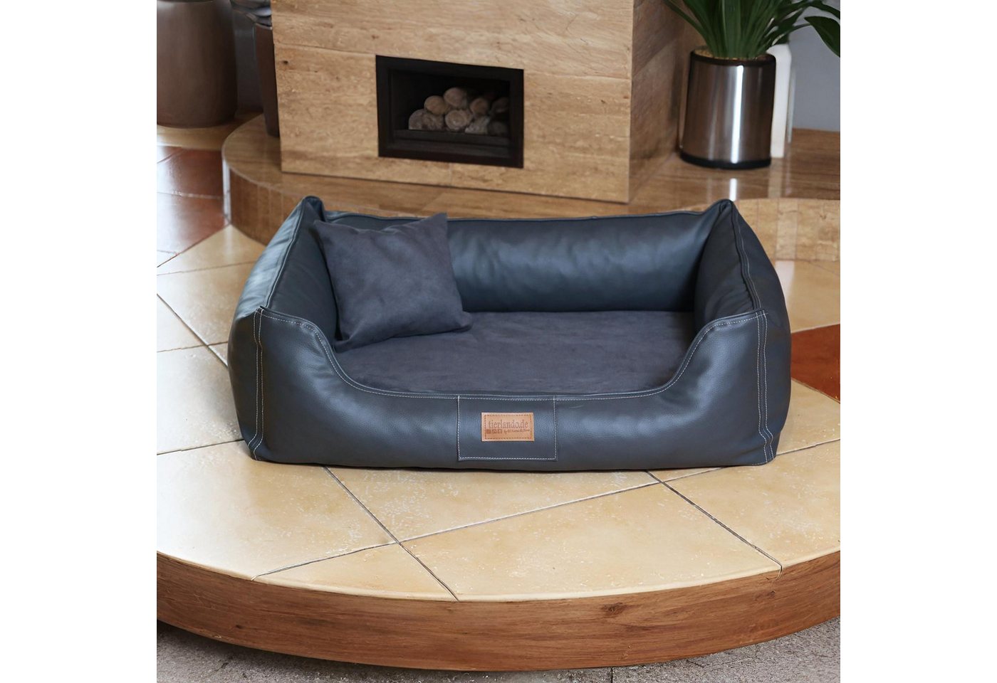 Thumbnail - tierlando® Tierbett MADDOX VIP Orthopädisches Hundebett VISCO Velours Kunstleder