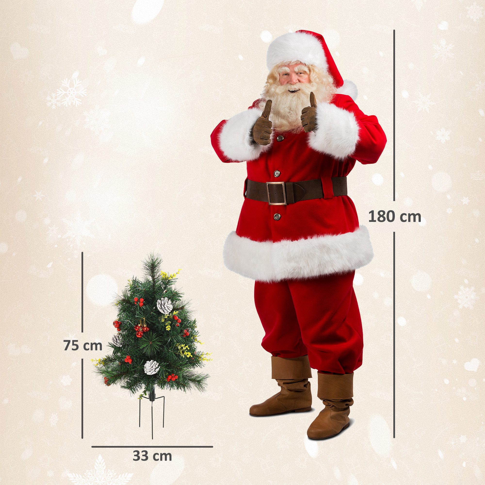 HOMCOM Künstlicher Weihnachtsbaum Weihnachtsbaum, Kiefer, 33 x 75 cm (BxH), grün