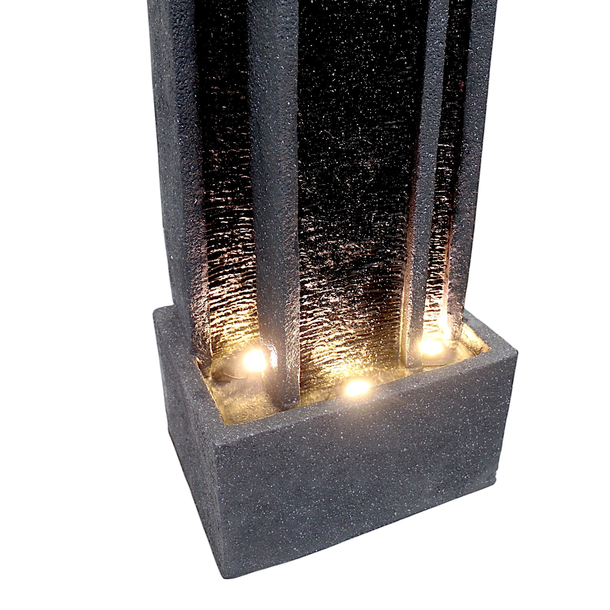 Arnusa Gartenbrunnen Springbrunnen BK903 Wasserwand 99 cm Standbrunnen mit LED groß, 37 cm Breite, Gartendekoration Zimmerbrunnen