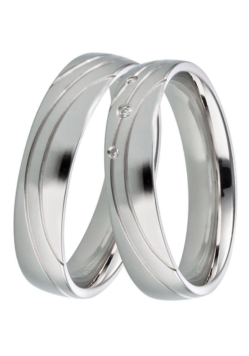 DOOSTI Trauring Schmuck Geschenk Silber 925 Trauring Ehering Partnerring LIEBE, Made in Germany, wahlweise mit oder ohne Brillanten