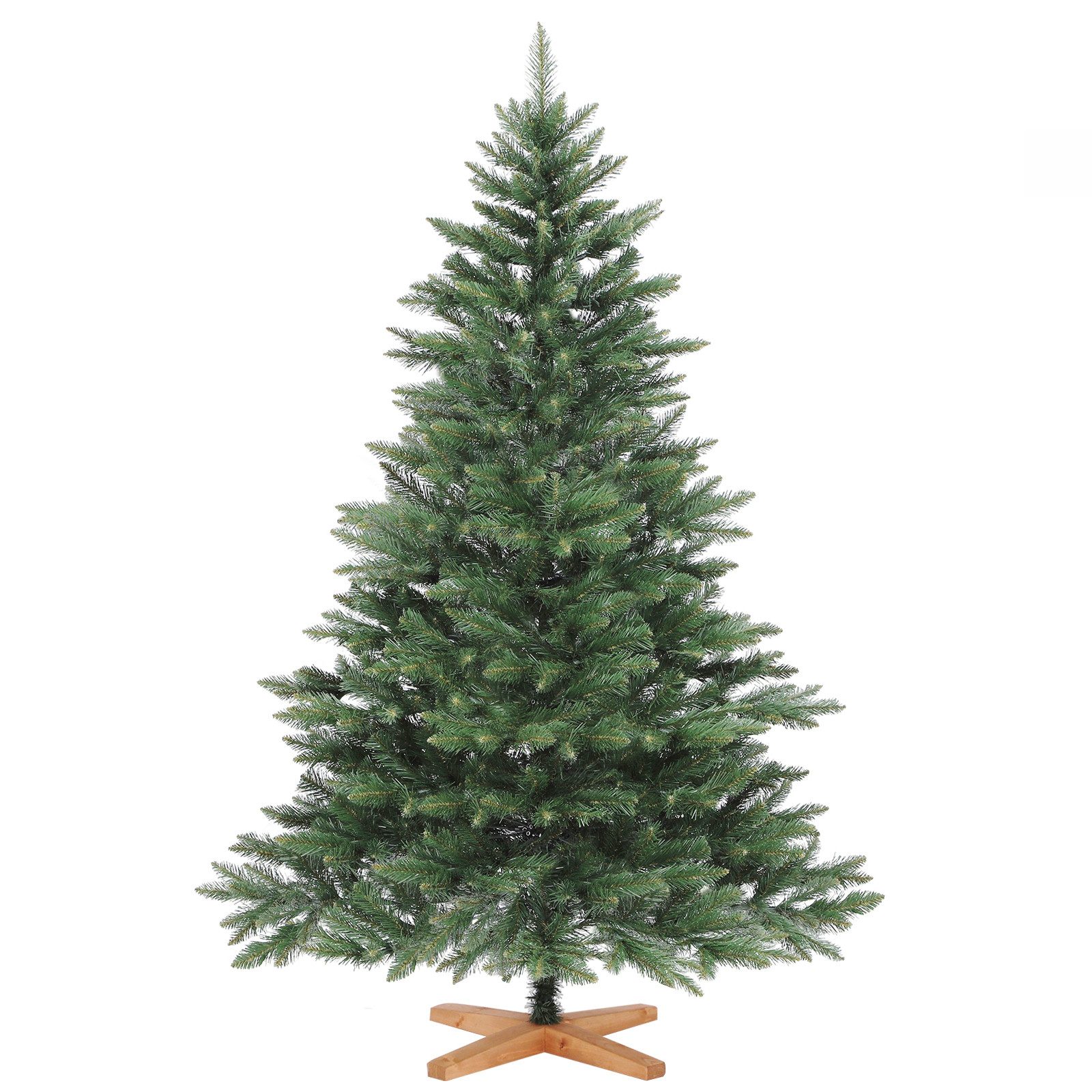 Salcar Künstlicher Weihnachtsbaum Künstlich Nordmanntanne mit Christbaum Holzständer PVC Tannenbaum, Nordmanntanne, 180 cm, 698 Zweige mit spitzen Spitzen – realistisch und edel