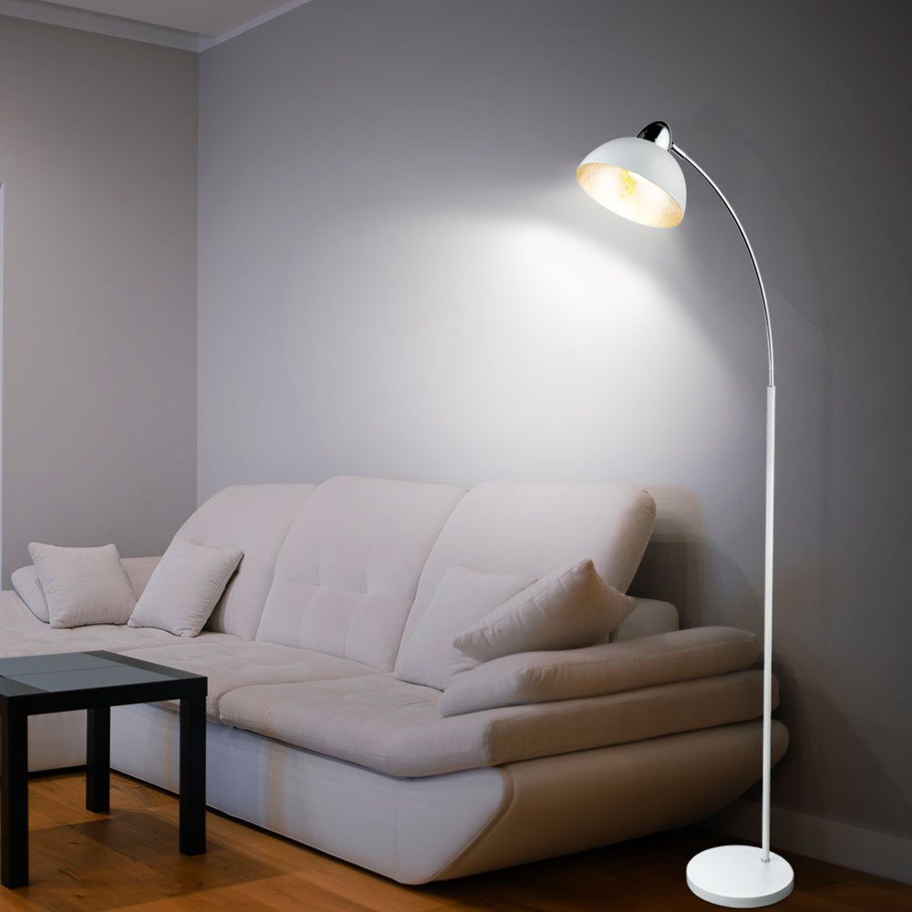 LED Leuchte Schlaf Steh Steh Warmweiß, beweglich etc-shop Bogen Leuchtmittel inklusive, Blattsilber Stehlampe, im Lampe Zimmer