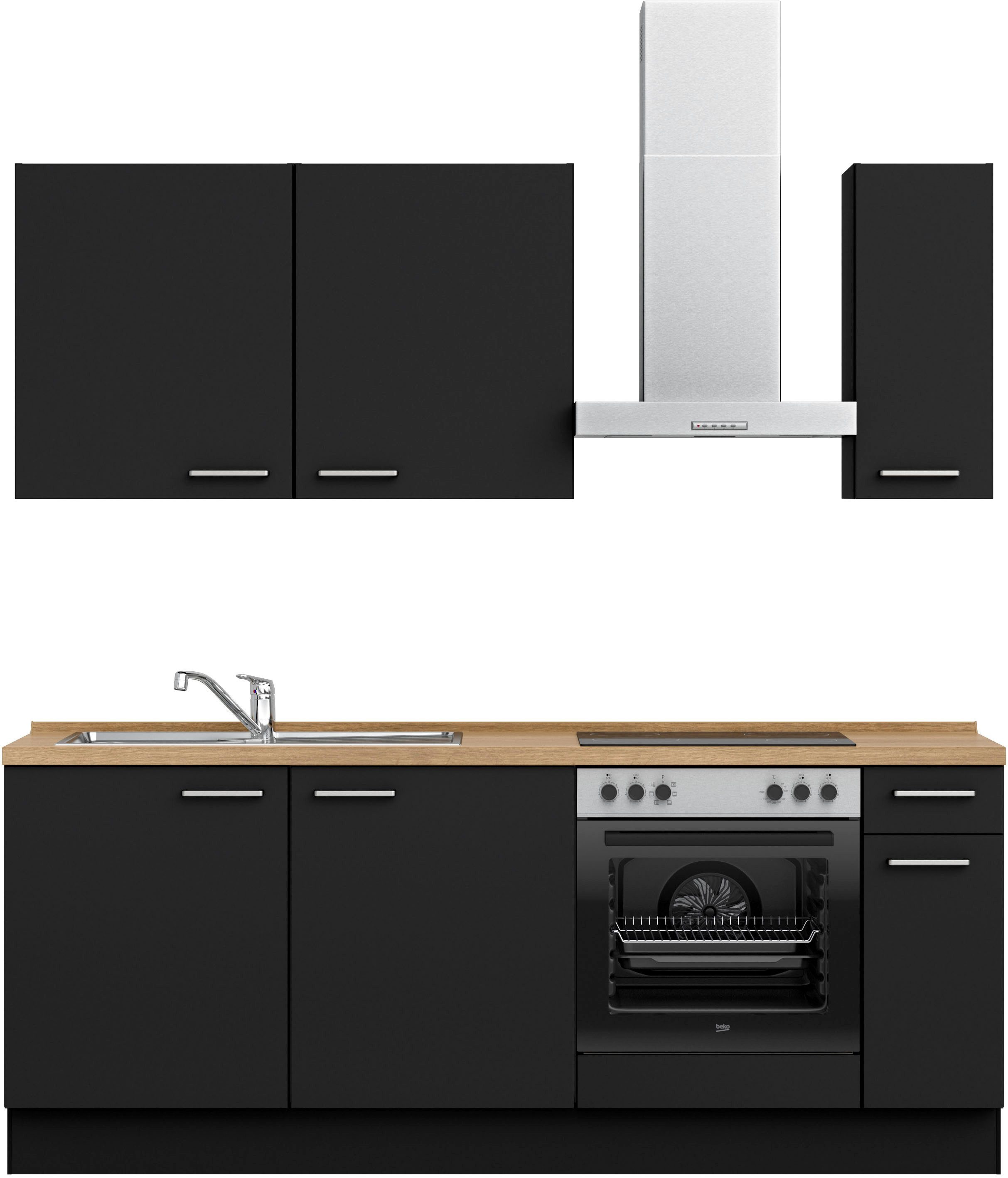 nobilia® Кухниzeile "Touch I", vormontiert, Ausrichtung wählbar, Breite 210 cm, wahlw. mit E-Geräten