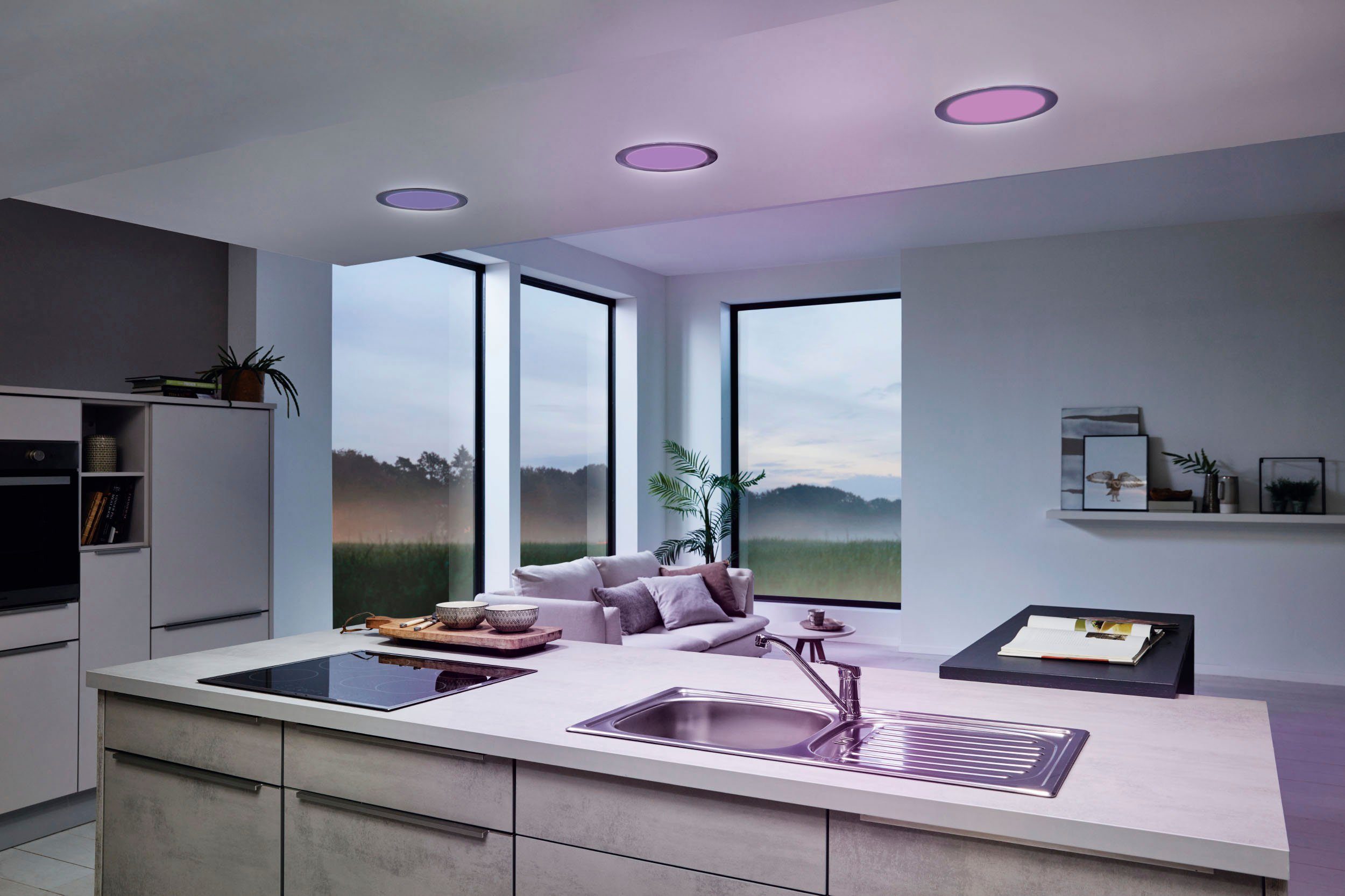 EGLO Deckenleuchte FUEVA-Z, LED fest integriert, warmweiß - kaltweiß, Ø 216 mm, Deckenlampe, ZigBee, App und Sprachsteuerung, dimmbar, IP44