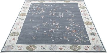 Teppich Cherina GF-130, Gino Falcone, rechteckig, Höhe: 8 mm, zartes Blüten Design, mit Bordüre, leichter Glanz, 100 % Viskose