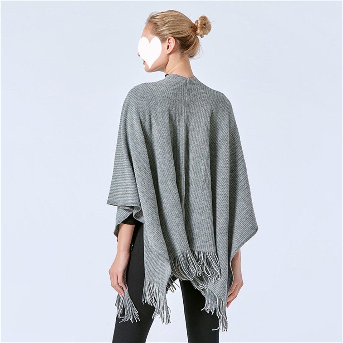 Mode Schal, DÖRÖY Umhang warme einfarbig Grau Modeschal Tasche Damen Winter Schal Retro