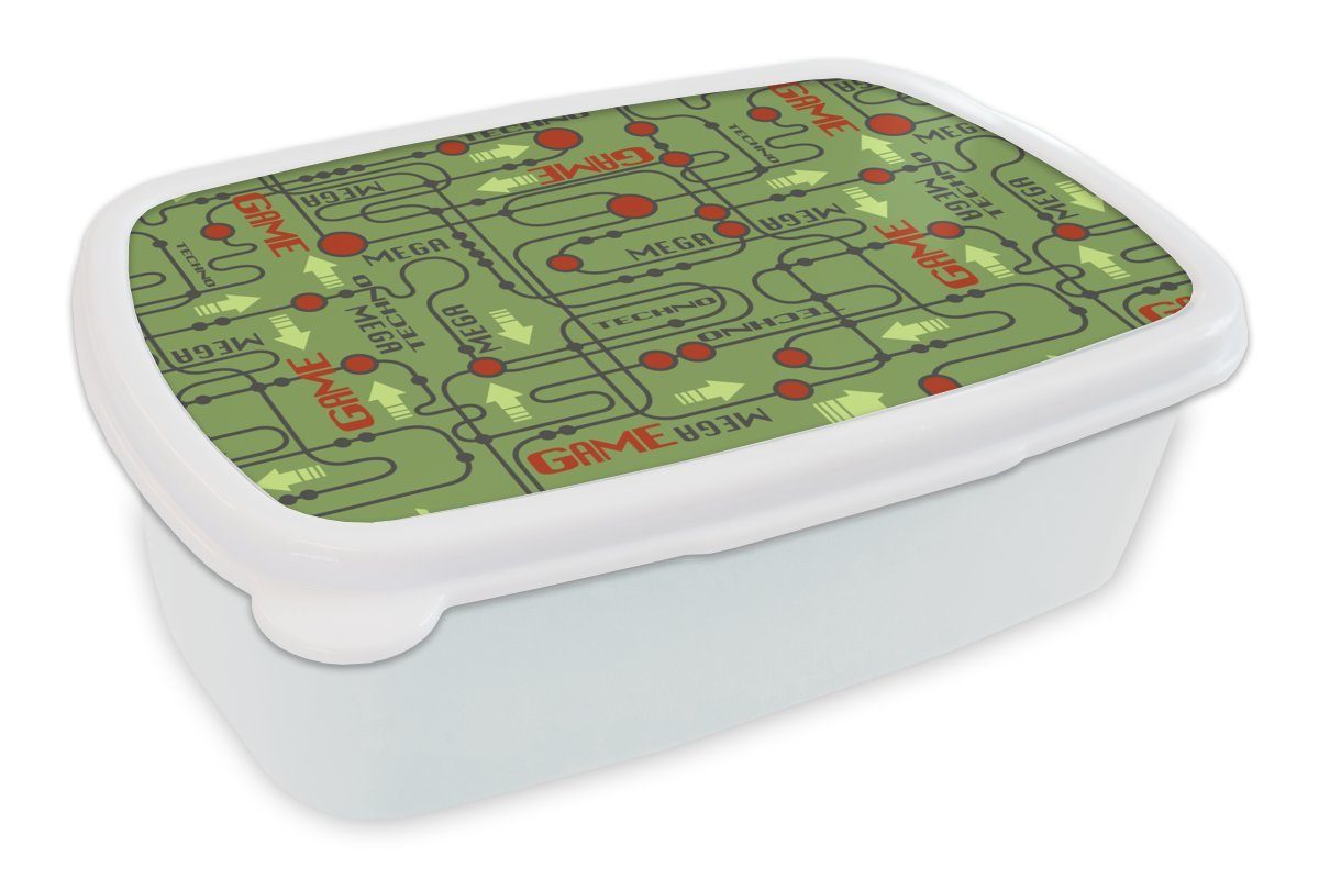 MuchoWow Lunchbox Motherboard - Muster - Zitate, Kunststoff, (2-tlg), Brotbox für Kinder und Erwachsene, Brotdose, für Jungs und Mädchen weiß