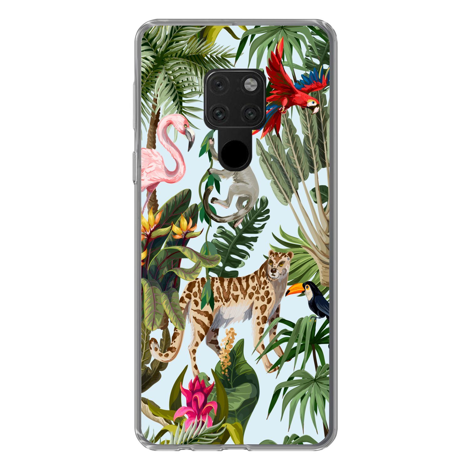 MuchoWow Handyhülle für Huawei P40 Lite Dschungel - Tiere - Mädchen - Kinder - Jungen - Fl, Handy Case, Silikon, Bumper Case Dünn