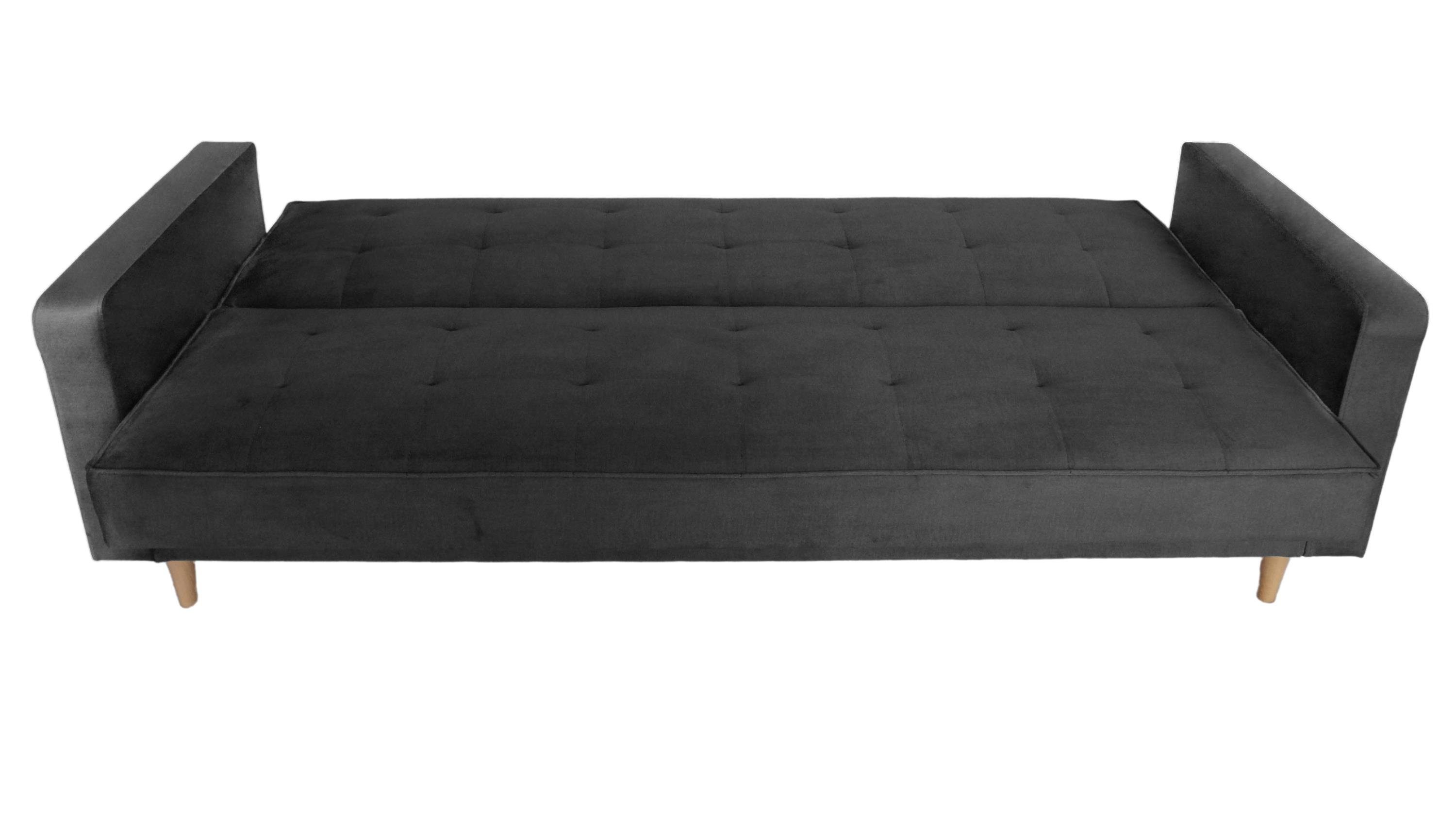 im 07) Schlafsofa Sofa mit Polstersofa mit Beautysofa Holzbeine (kronos Schlaffunktion Bettkasten, und Couch Stil, skandinavischen Bamako, Schwarz