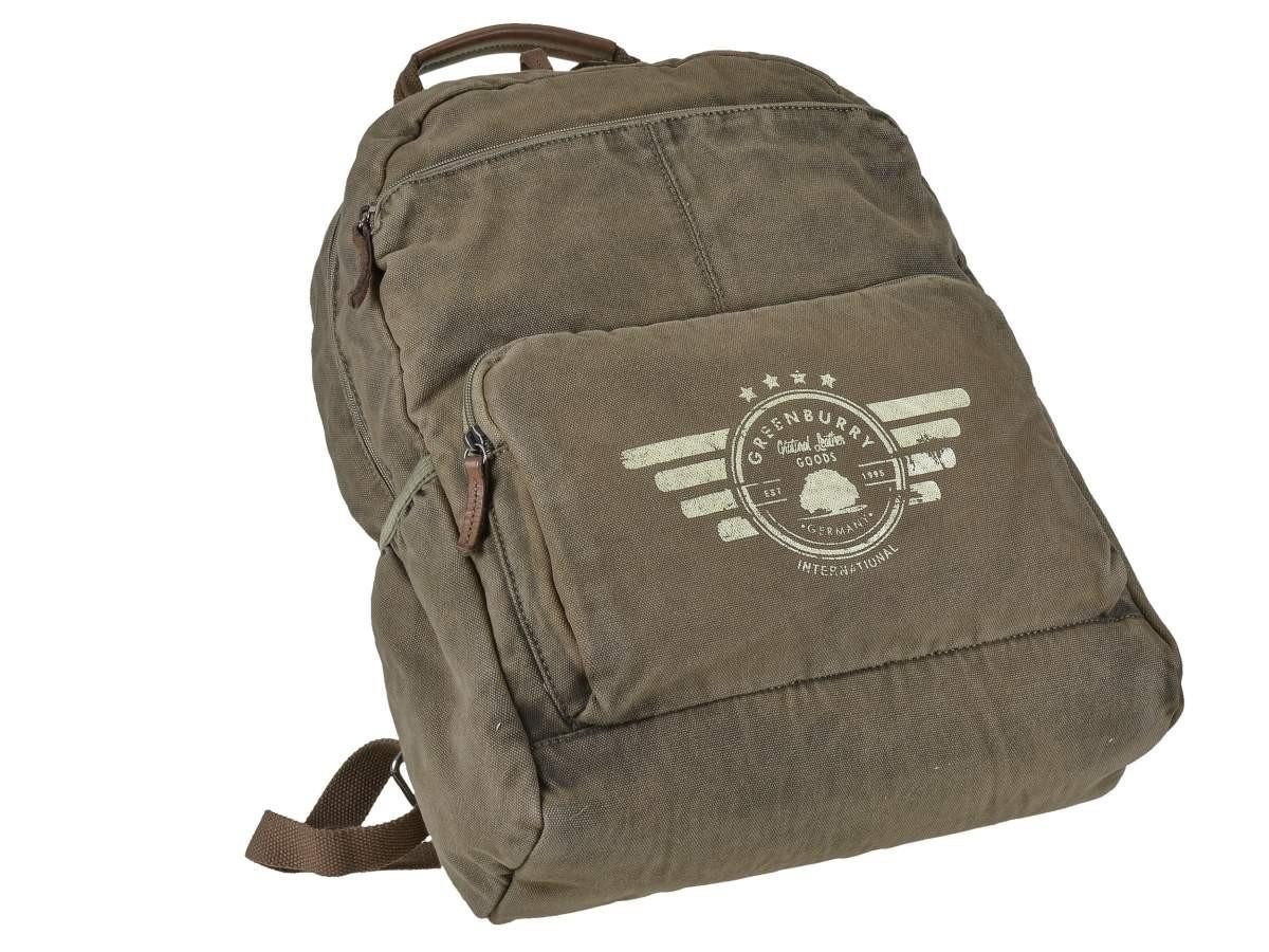 Greenburry Tagesrucksack Aviator, Rucksack, mit Notebookfach 32x31cm, rustikales starkes Canvas