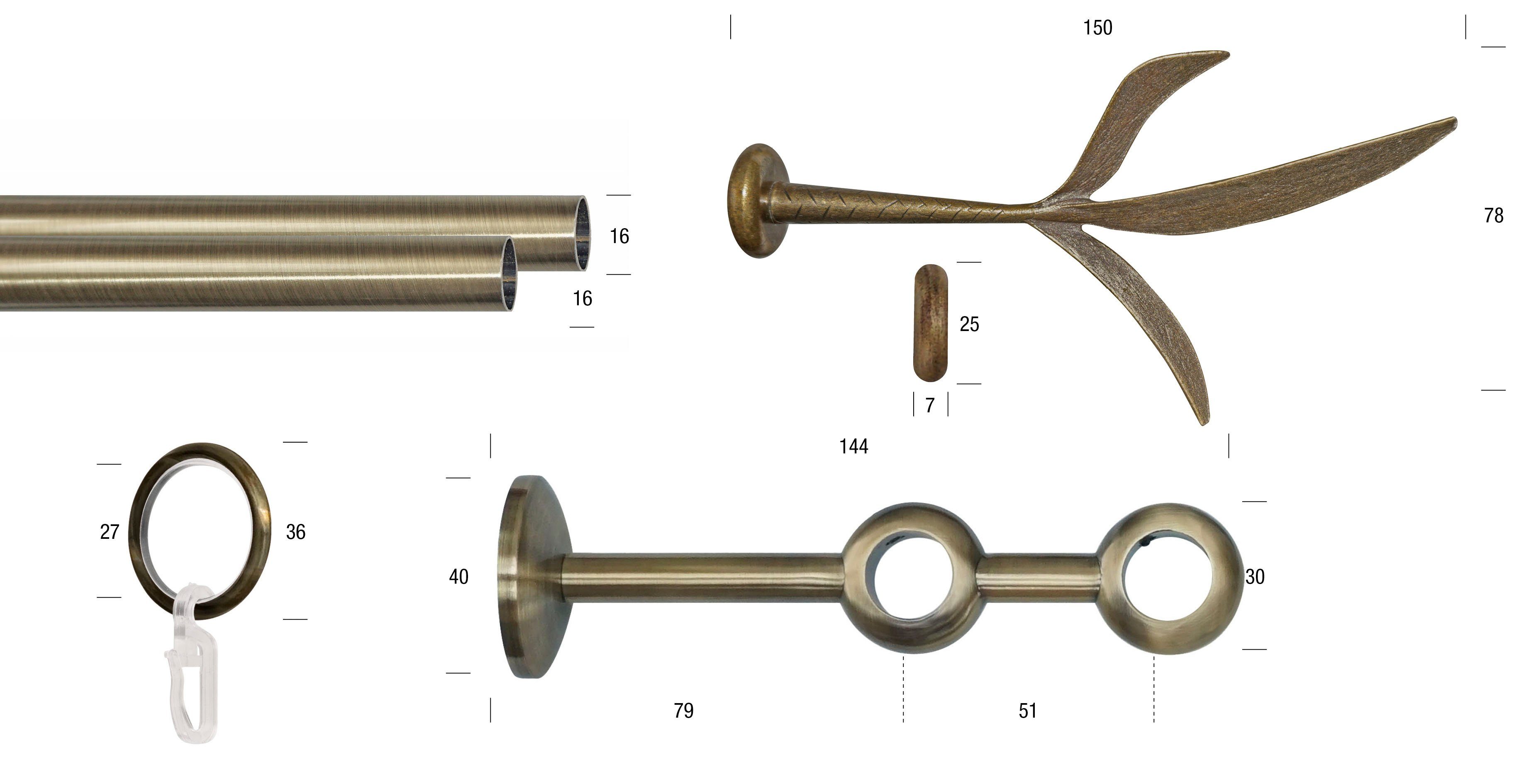 Gardinenstange »Esperanca Zweig«, GARESA, Ø 16 mm, 2-läufig, Wunschmaßlänge, inkl. je10 cm einen Ring + FH, Träger, Endknöpfe-kaufen