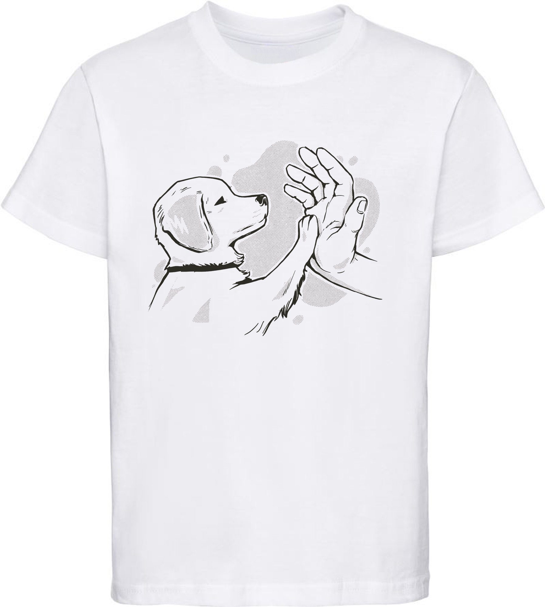 Aufdruck, weiss Print-Shirt gibt Hunde der Kinder Baumwollshirt - i241 Labrador mit Welpe T-Shirt MyDesign24 bedruckt Pfötchen