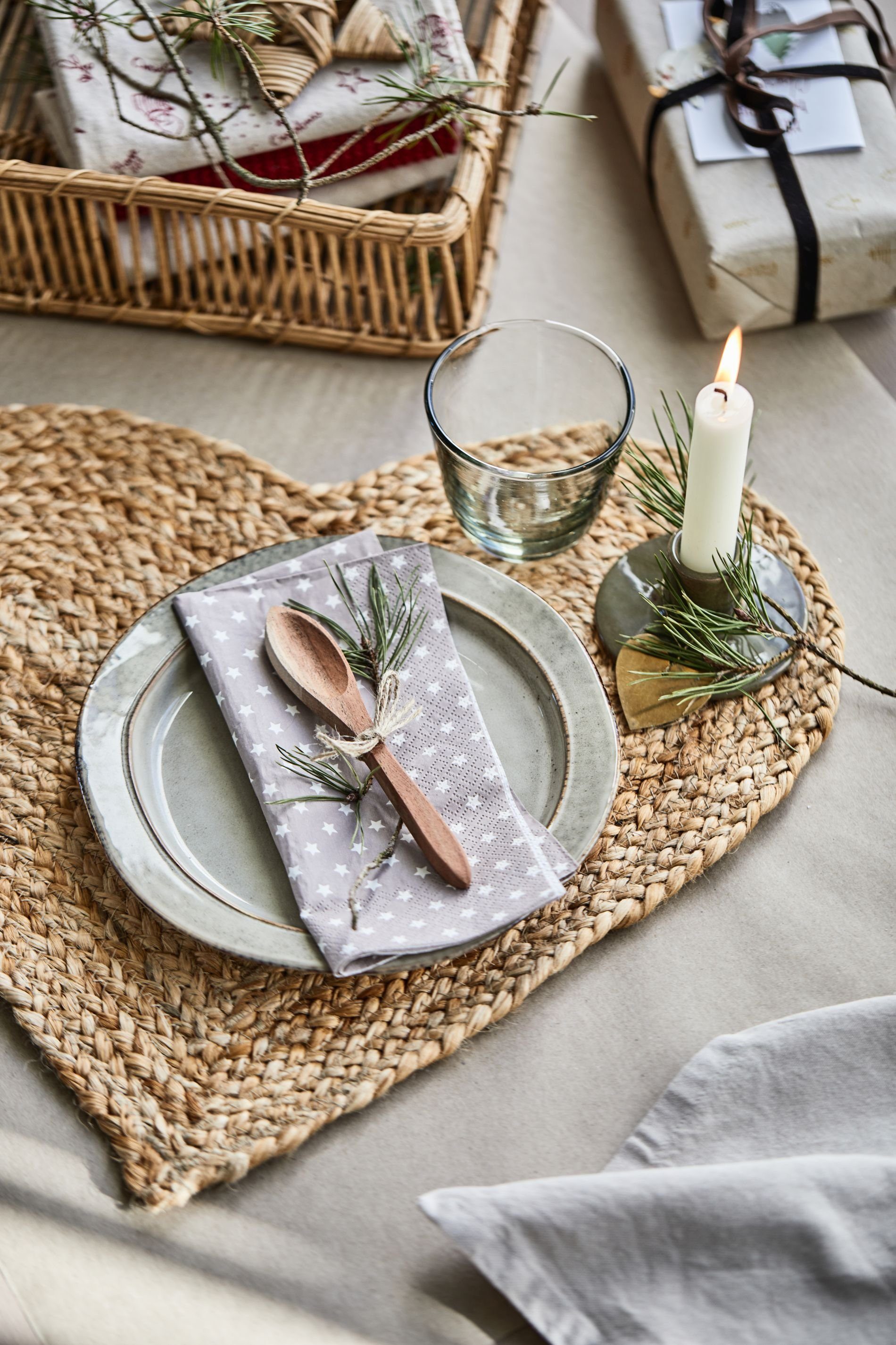 Ib Laursen Platzset Platzmatte Tischmatte Tischset Platzset Herzform Jute Natur Laursen