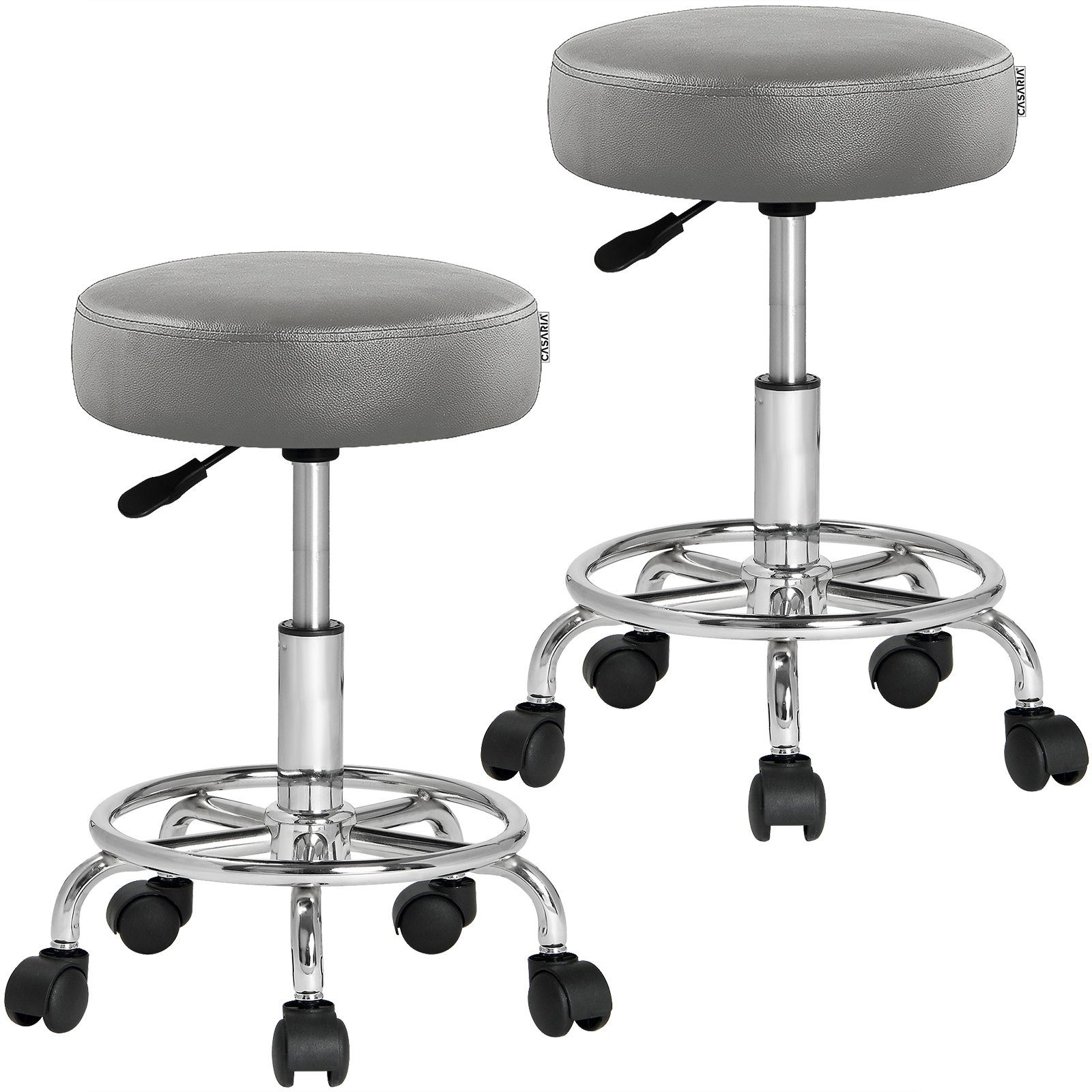 Casaria Drehhocker, 2er Set Höhenverstellbar 10cm Polsterung Drehbar 51- 65cm Sitzhöhe