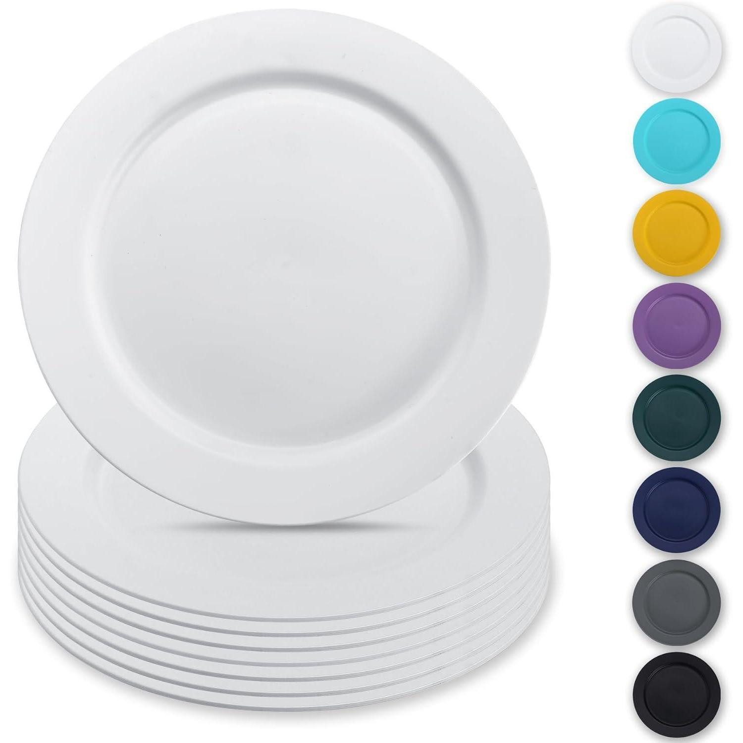 LuxusKollektion Kunststoffteller Teller Kunststoff Set 8 Stück 25cm Speiseteller Salatteller 3. Weiß