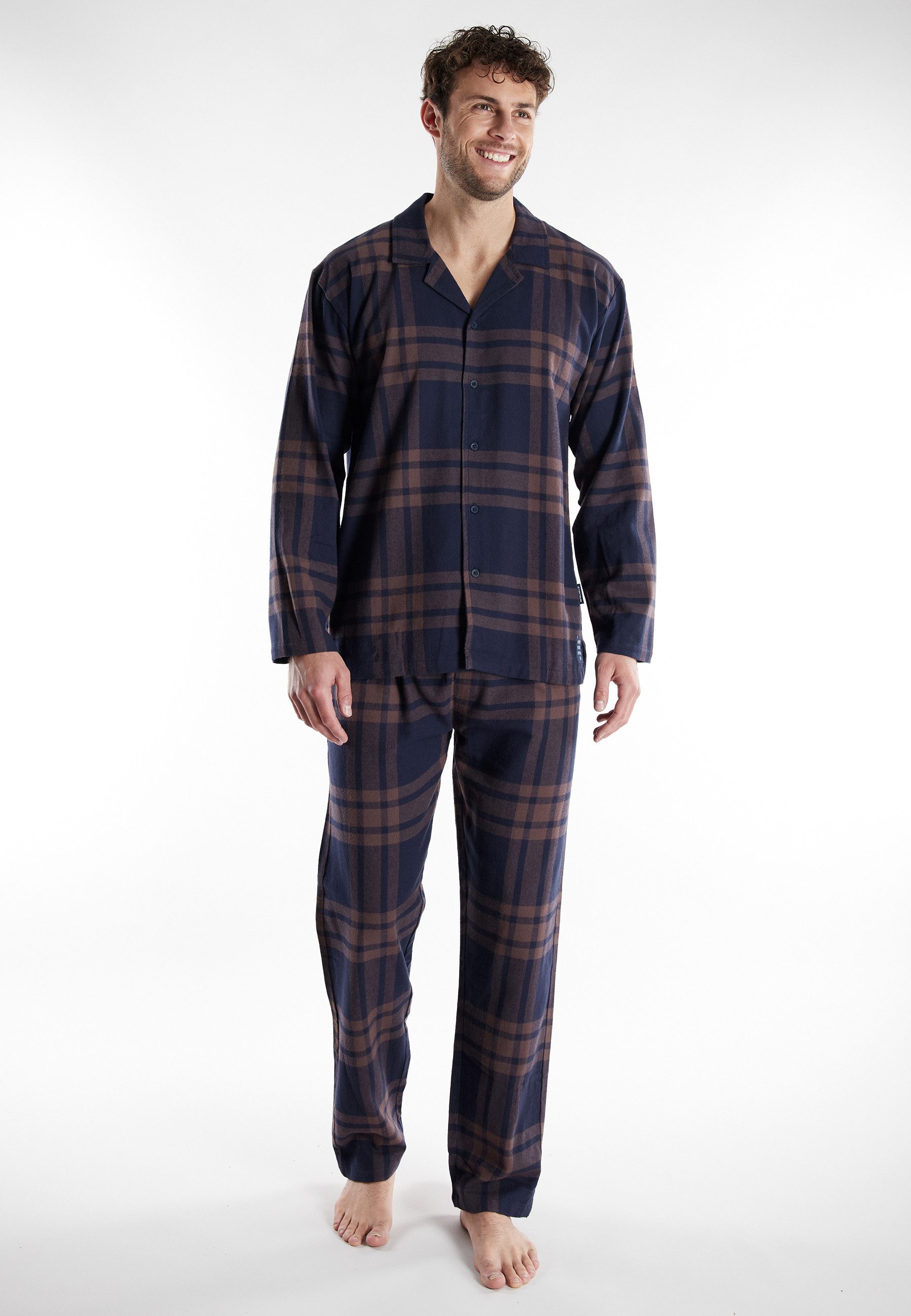 TOM TAILOR Pyjama TOM TAILOR Herren Pyjama braun kariert (1 tlg) günstig online kaufen