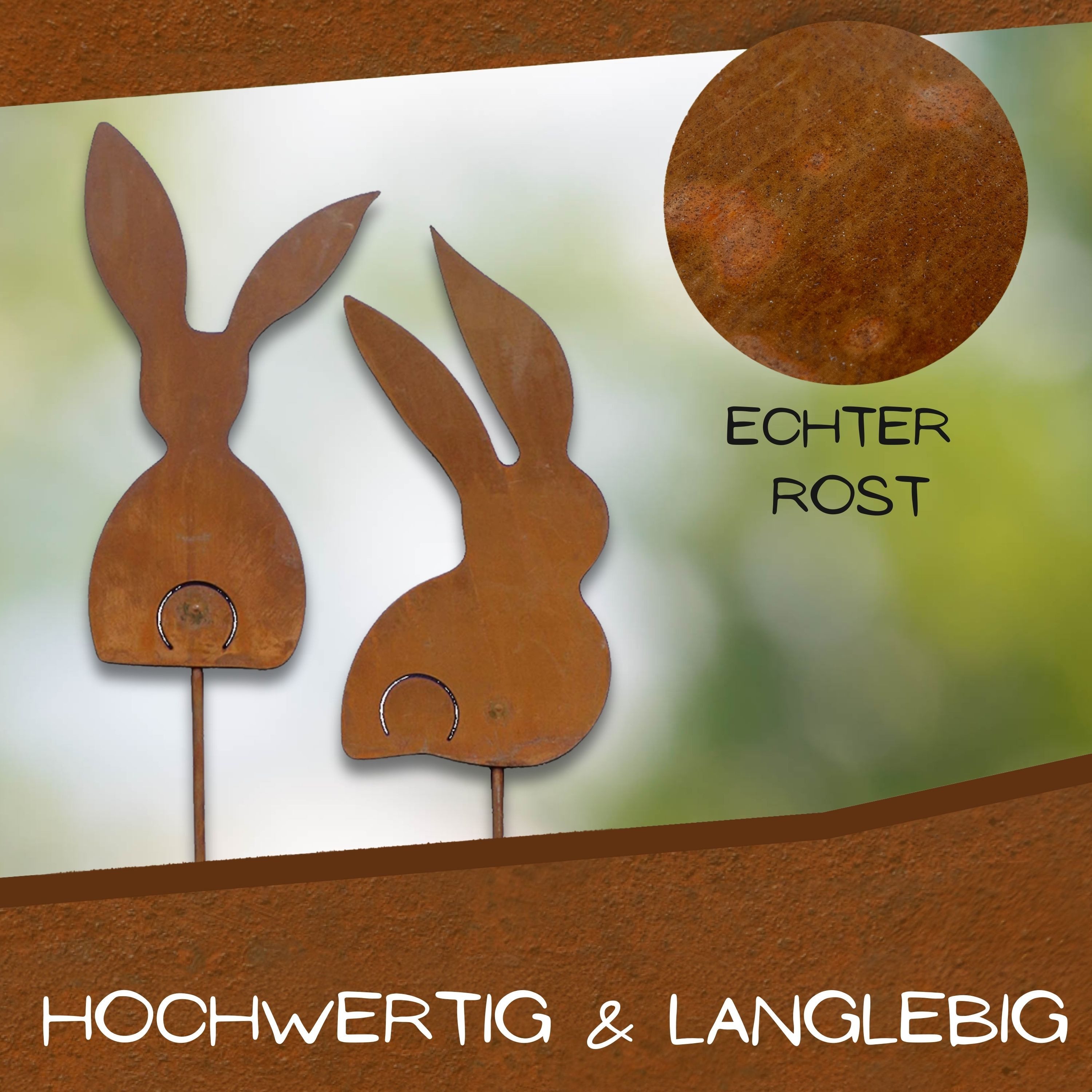 Rostikal Gartenstecker Osterhasen Dekostecker Rost Ostern Deko (Set, 2tlg) echter Rost