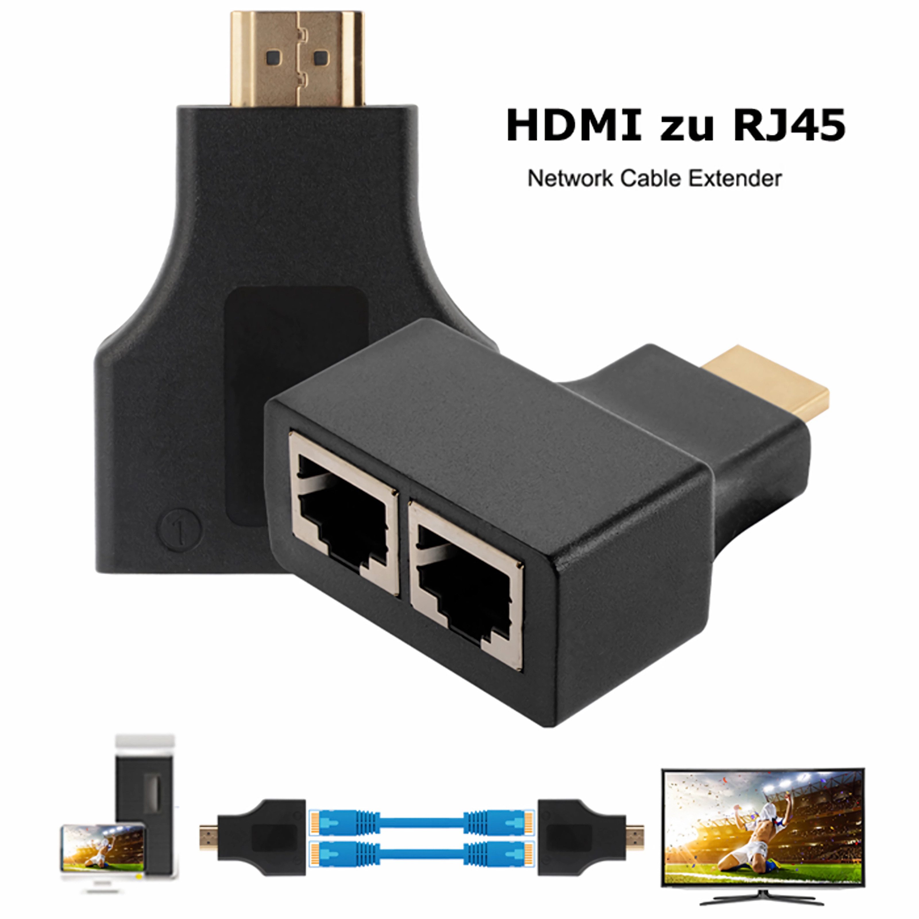 C26C HDMI zu RJ45 Adapter Extender Netzwerk LAN Ethernet Cat5e CAT6 HDMI-Adapter