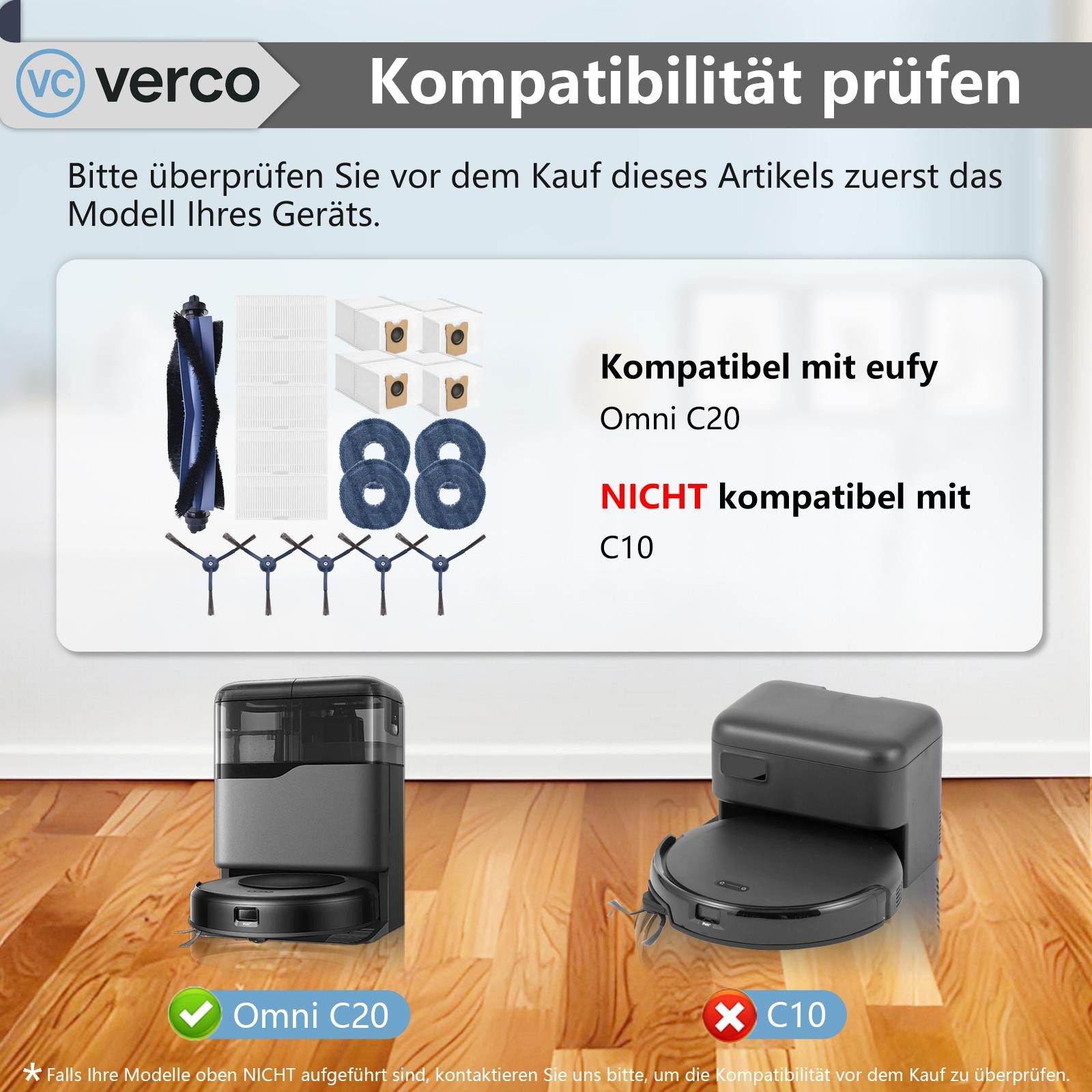 VERCO Reinigungsbürsten-Set Reinigungskit für Eufy, Für Eufy Omni C20, (19-tlg), Ersatz Teile Set Wartungskit Filter Seitenbürste Zubehör Bürste