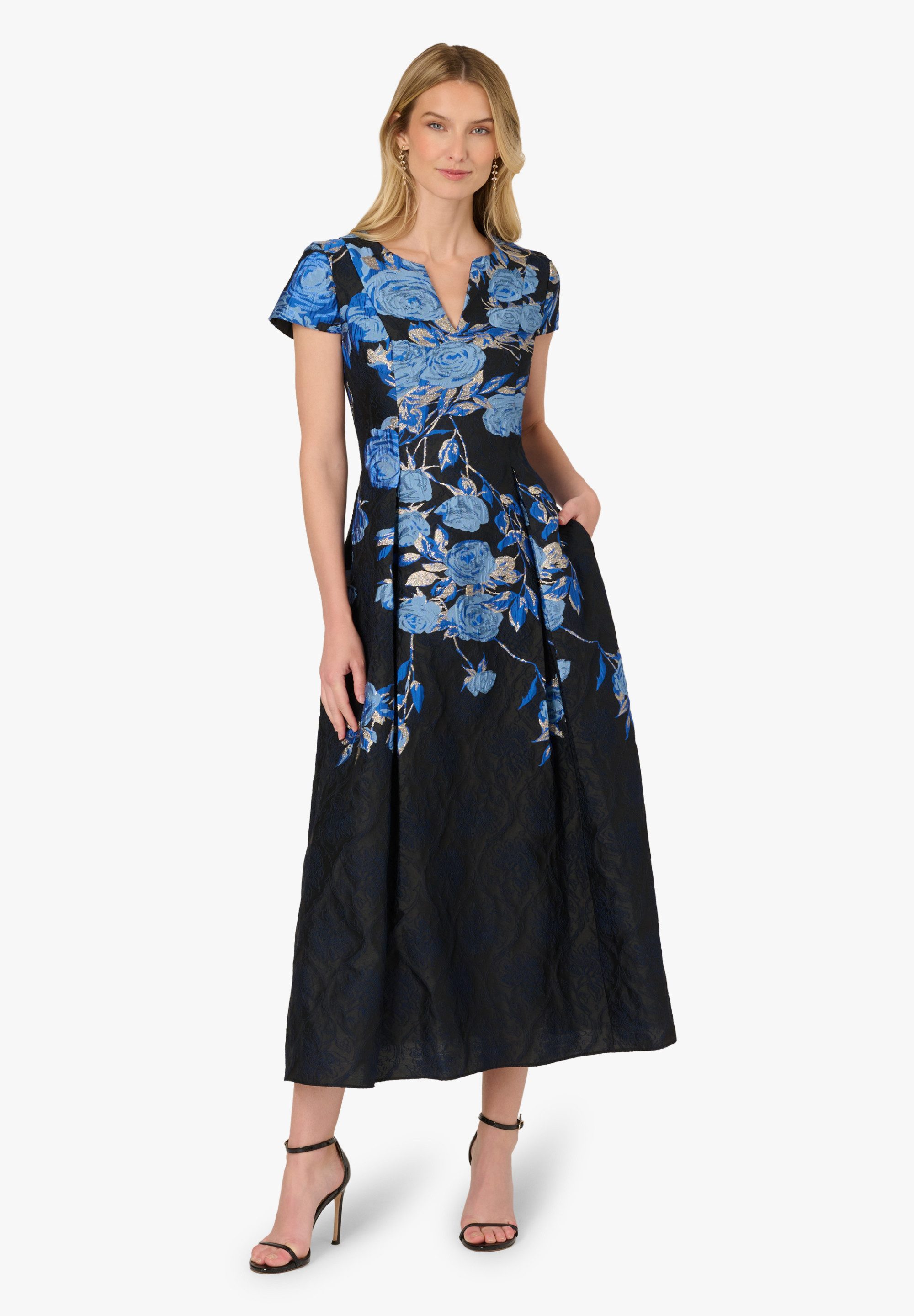 Adrianna Papell Midikleid Split Neck Jacquard Dress Romantic and modern ele günstig online kaufen