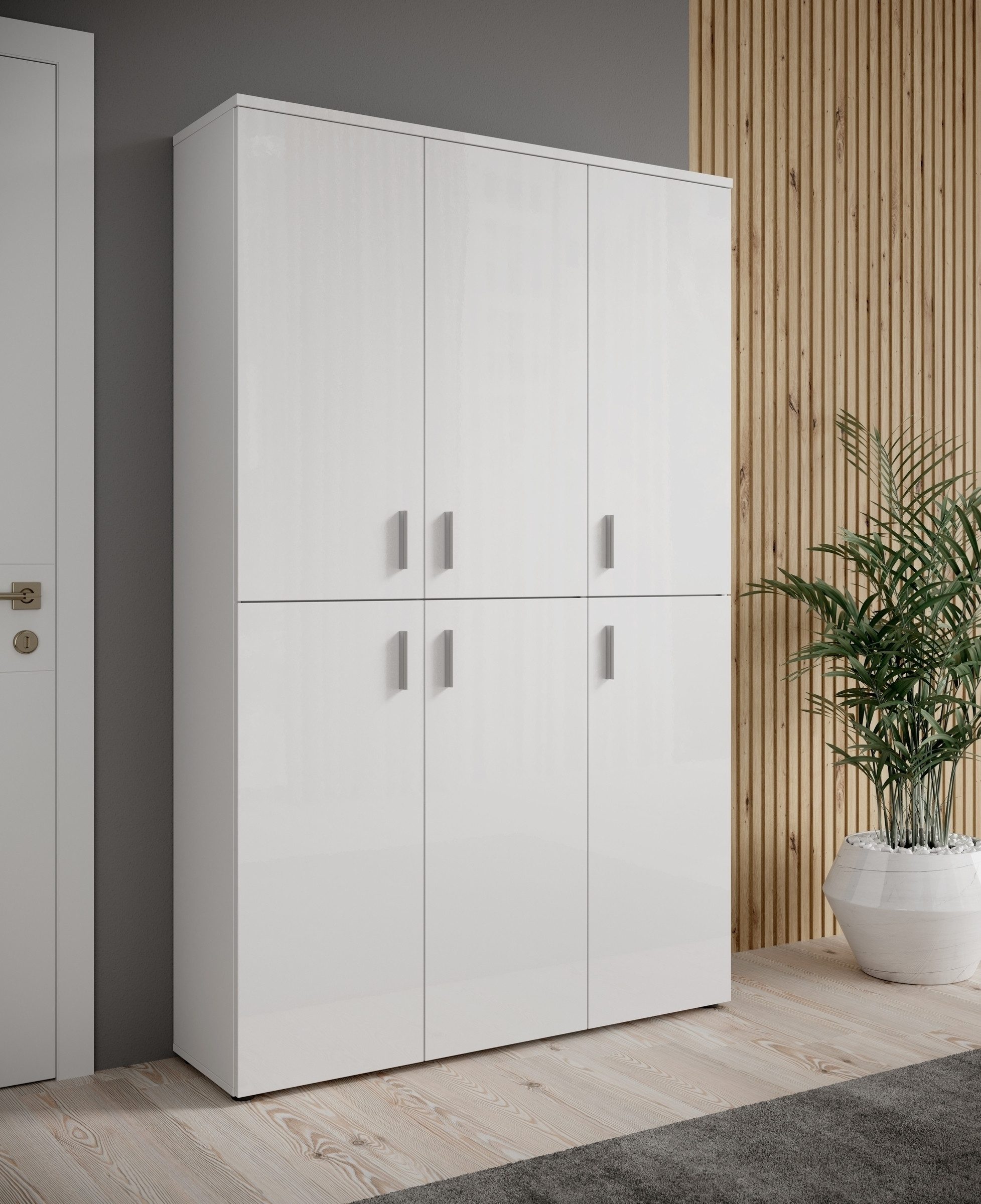 PREISBRECHER Schuhschrank Lincoln 20 Böden, Weiß, Holzwerkstoff - 120x91x35cm (BxHxT)