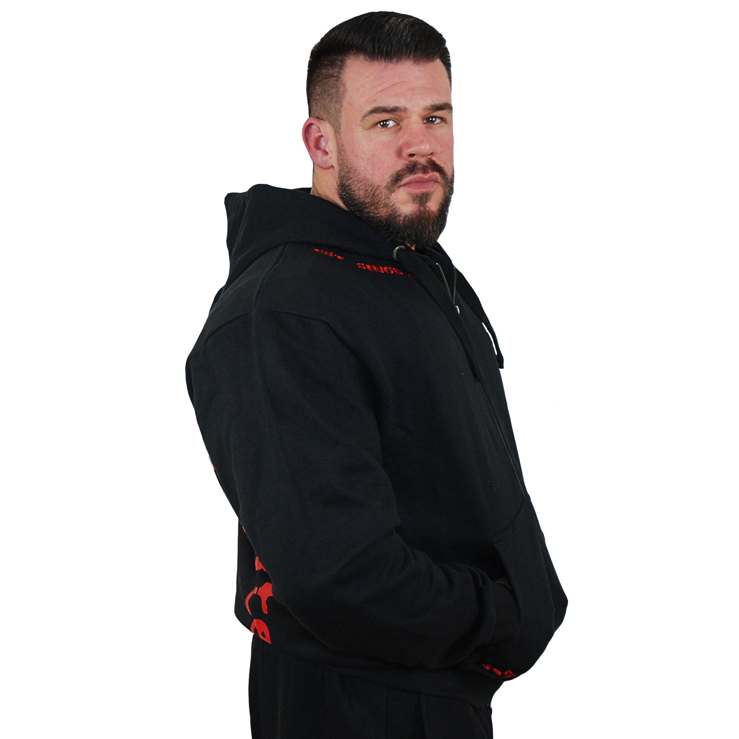 BRACHIAL THE LIFESTYLE COMPANY Kapuzensweatjacke Brachial Zip-Hoody "Gym" schwarz/rot 2XL