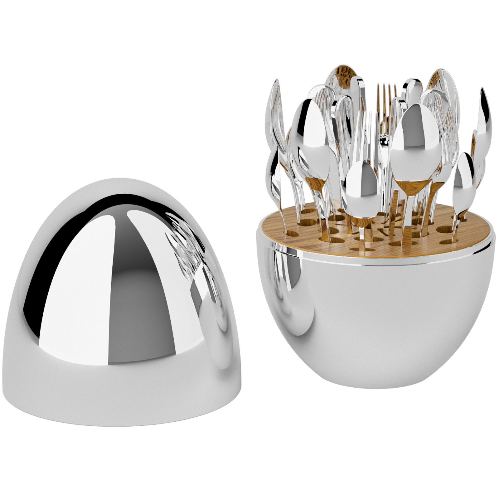 PFCTART Besteck-Set Heartland Egg Besteck Set 24-tlg. für 6 Personen - Edelstahl (24-tlg), 6 Personen, Bestecke Küchenutensilien Set mit Löffel, Gabel, Messer, Inkl. silberner Aufbewahrungsbox - Rostfrei, staubdicht & stylisch