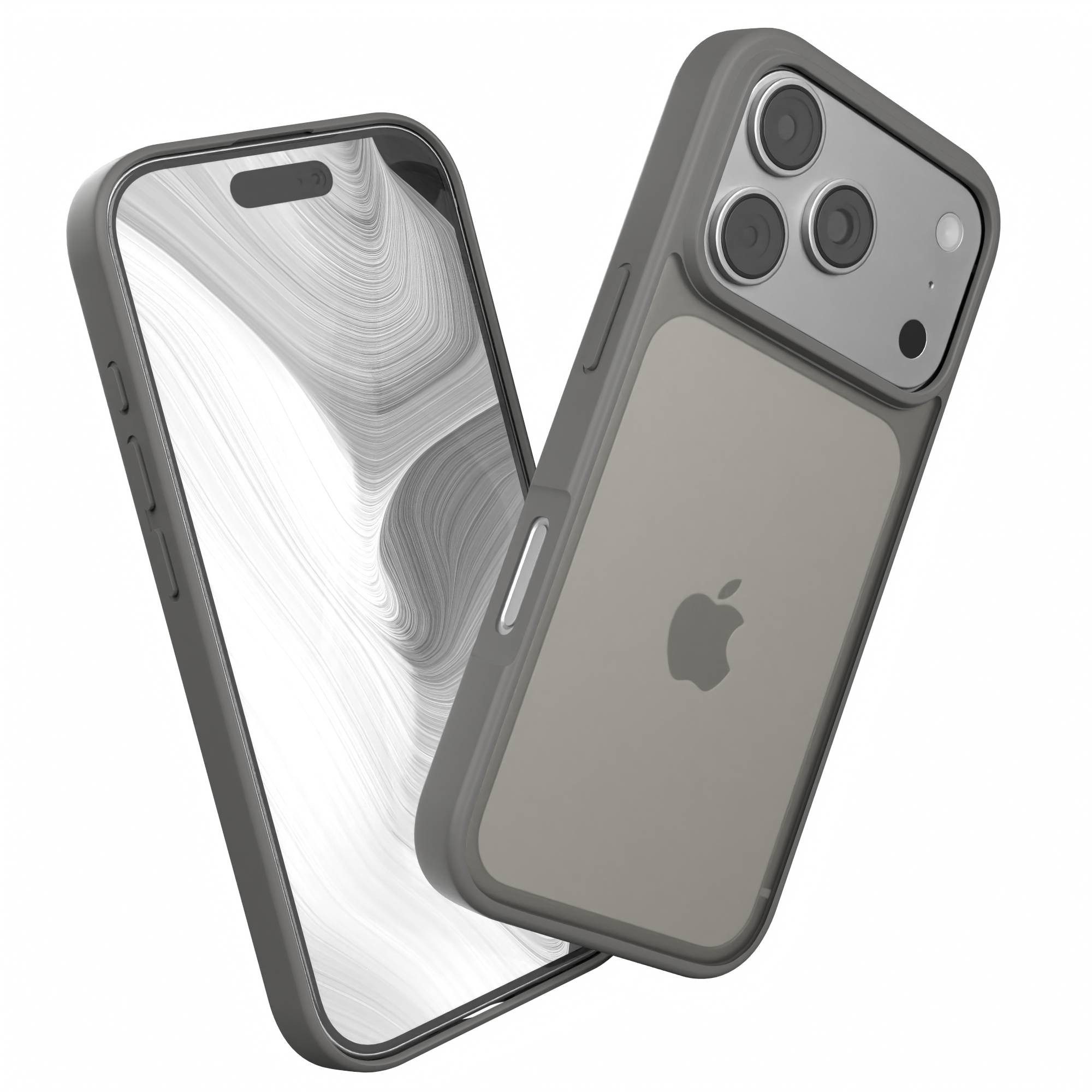 EAZY CASE Handyhülle Outdoor Case für Apple iPhone 17 Pro 6,3 Zoll, Hybrid Case mit Aufprallschutz Transparent kratzfest Back Cover Grau