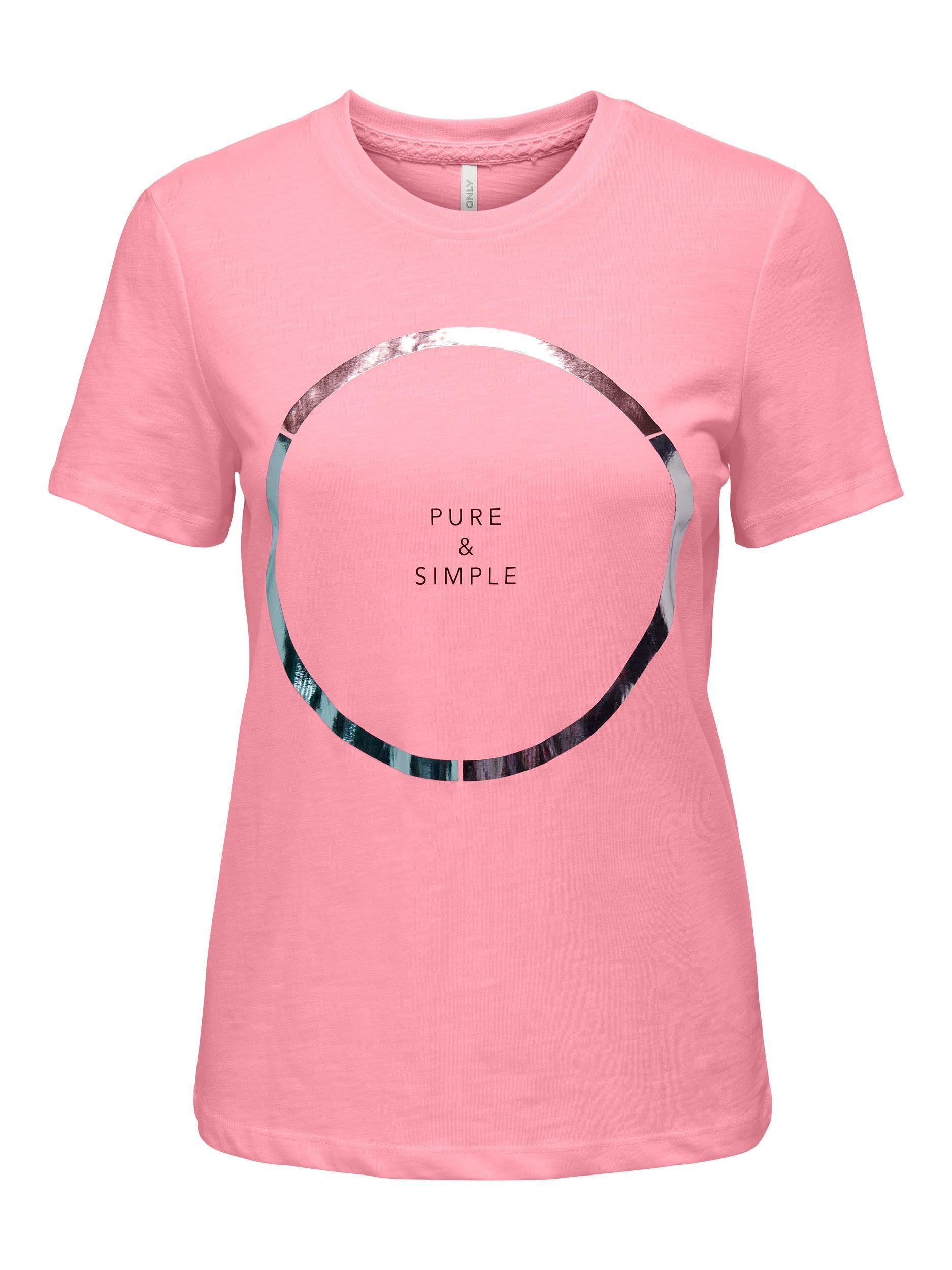Pink Print:Pure S/S Kurzarmshirt JRS Candy REG SIMPLE TOP BOX ONLCLEMENTINE ONLY