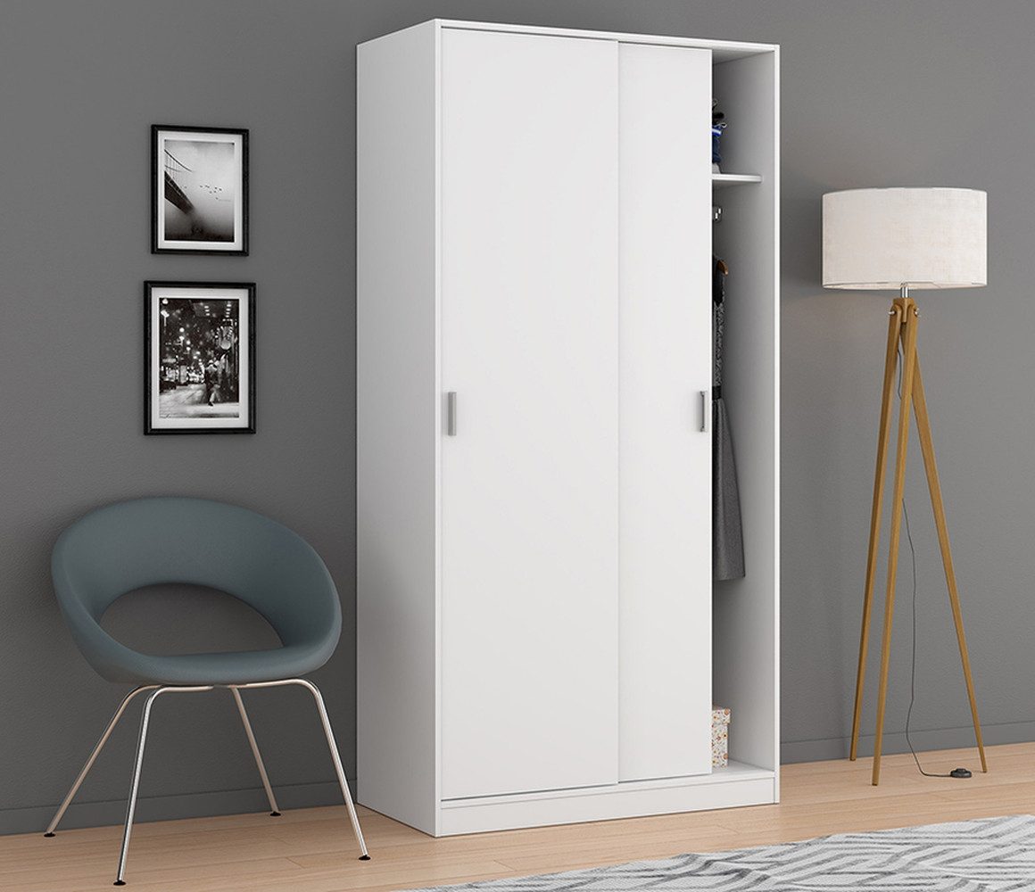 freiraum Schwebetürenschrank Schwebetürenschrank >MAX< in Weiß oder Eiche Dekor - 100x200x50 (BxHxT in Weiß - 100x200x50 (BxHxT)