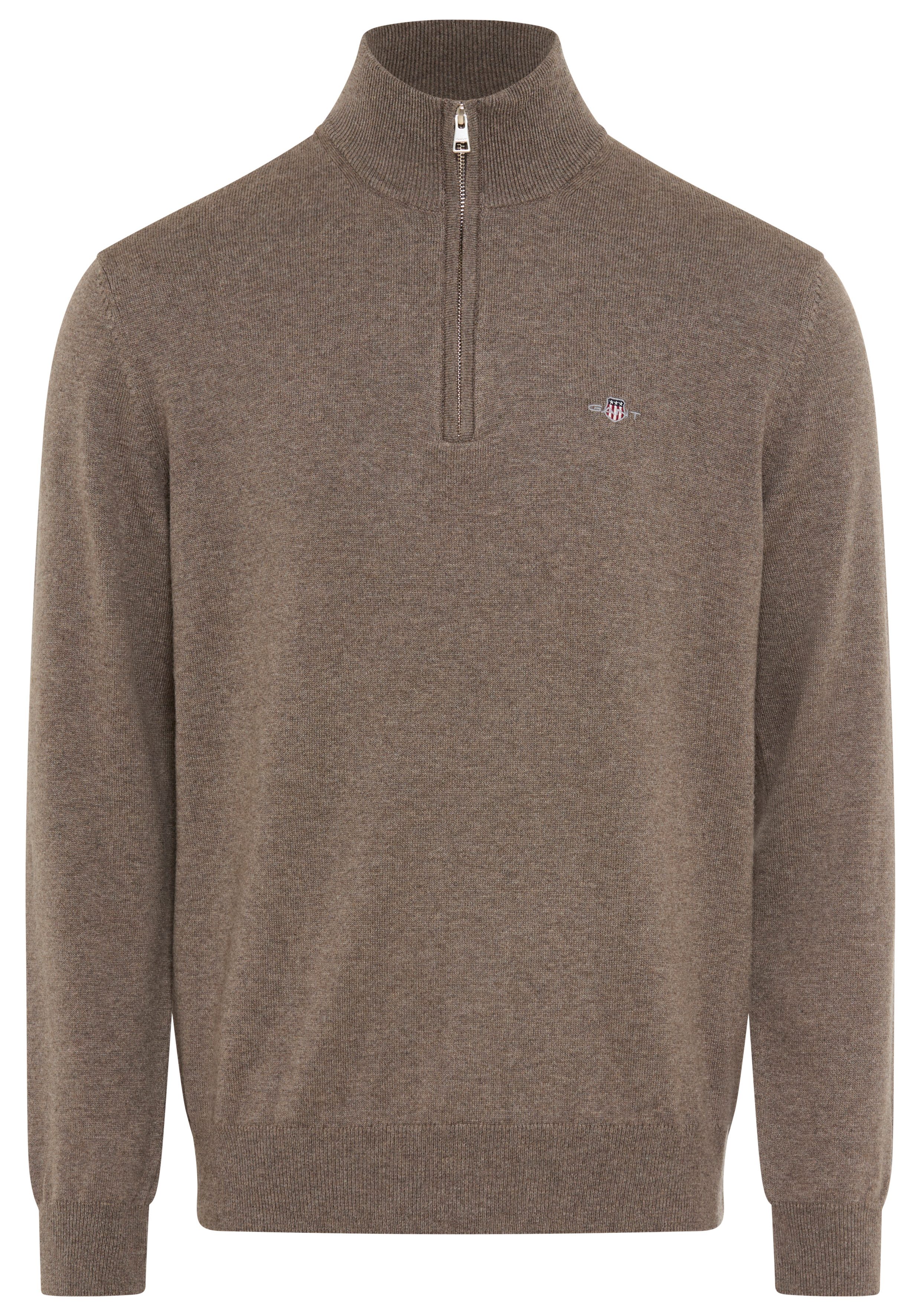 Gant Stehkragenpullover COTTON/WOLL HALF ZIP mit Rippstrick-Details, normal günstig online kaufen