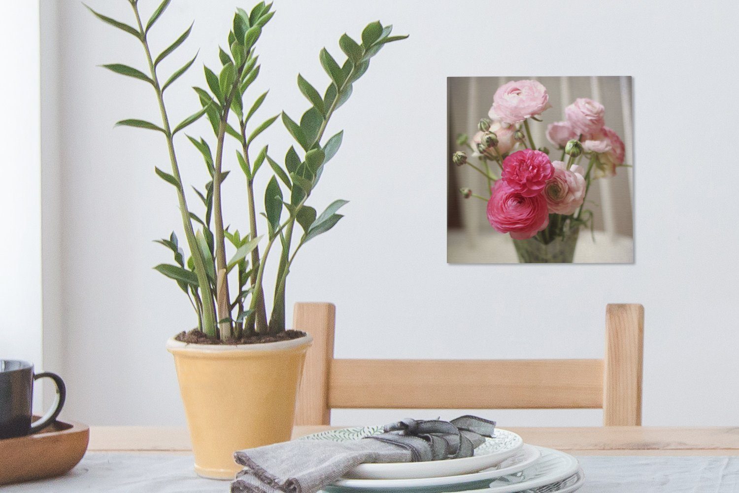 OneMillionCanvasses® Leinwandbild Butterblumen St), Schlafzimmer Hintergrund, Leinwand für einem unscharfen Rosa (1 Bilder auf Wohnzimmer