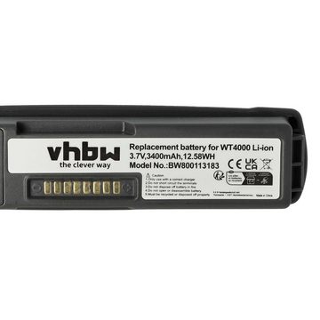 vhbw kompatibel mit Zebra WT41N0, WT4090, WT4000 Akku Li-Ion 3400 mAh (3,7 V)