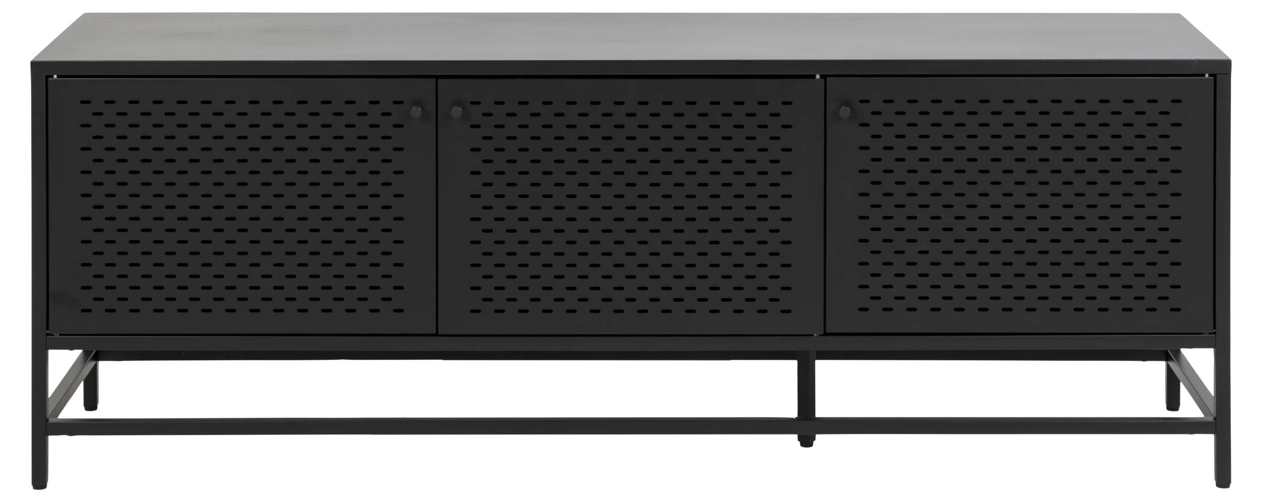 99rooms Kommode Arina (Sideboard, Highboard), Korpus, 3 Türen, Gestell matt schwarz rau Stahl, mit Metall Mesh