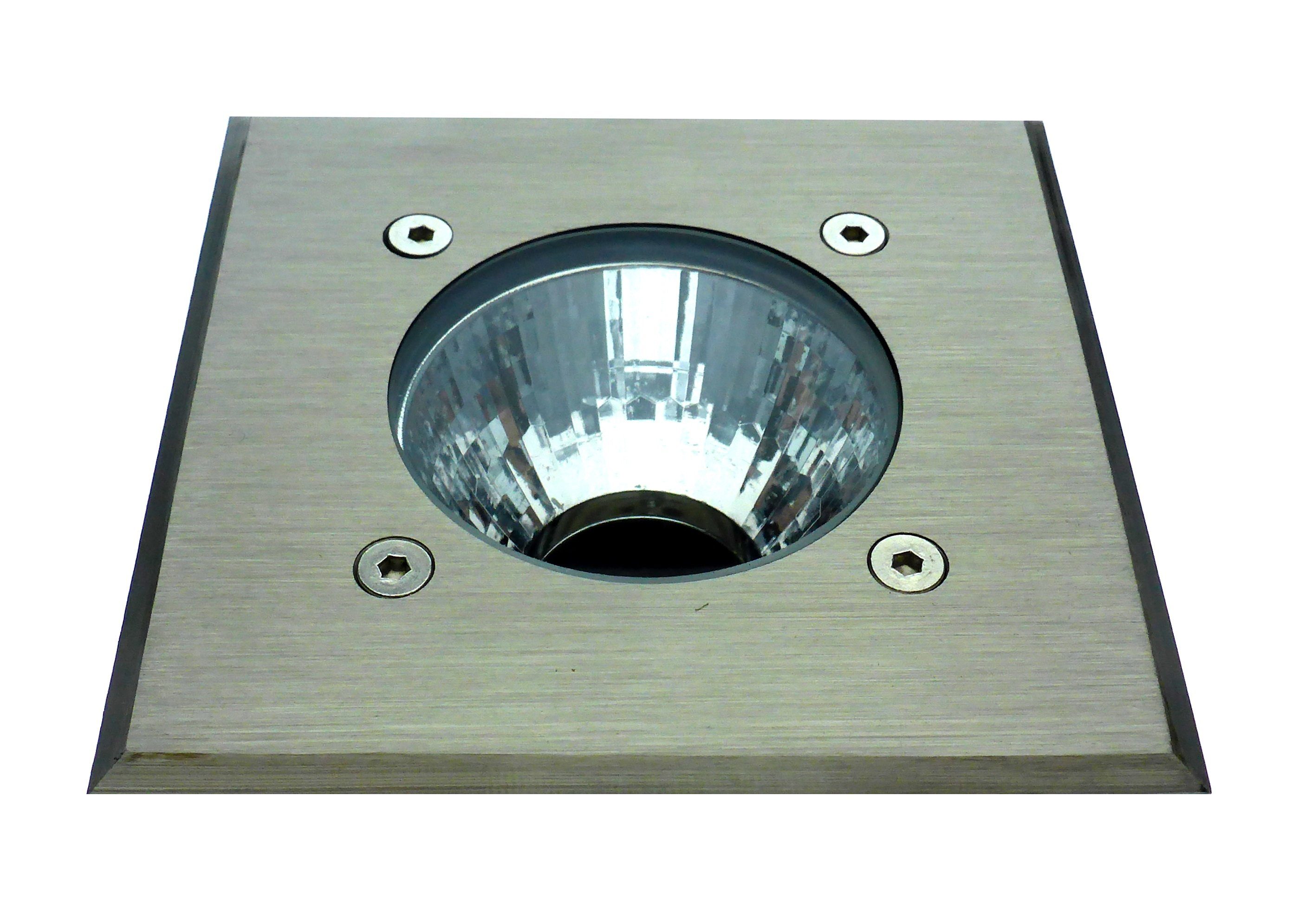 TRANGO LED Einbauleuchte, 3084SL IP65 LED Boden-Einbaustrahler aus Edelstahl in Eckig rostfrei bis zu 800kg belastbar inkl. 1x LED Leuchtmittel - Außen Bodeneinbaustrahler, Bodeneinbauleuchte, Bodenlampe, Wegbeleuchtung, Außenstrahler