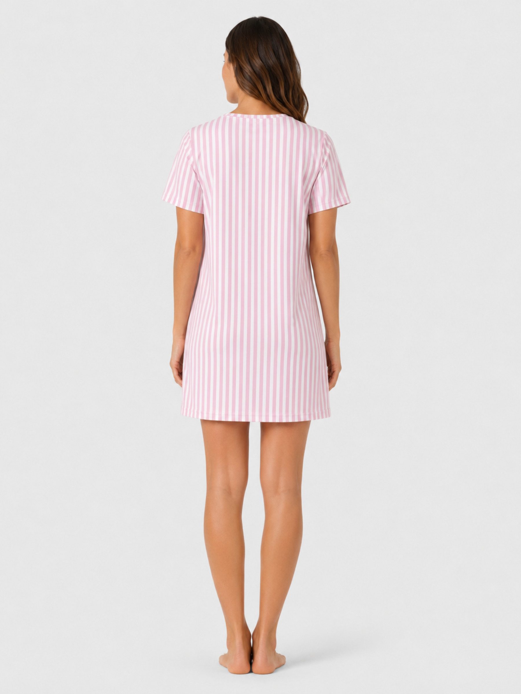 Elegant Love Nachthemd Nachtwäsche mit Buchstabenprint – Bequeme Damen-Schlafbekleidung Leichte Loungewear mit Streifendesign & Kirschprint, Sommer-Schlafmode – Bild 5 von 5