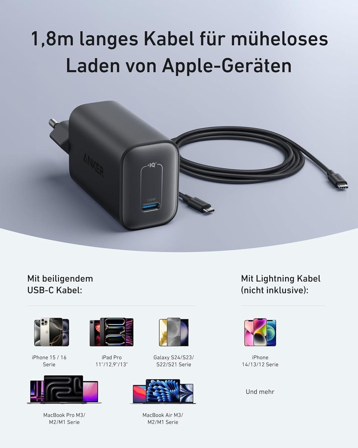 Anker B2679G11 Ladestation (Schnellladegerät für Mobilgeräte mit 100 W Leistung)