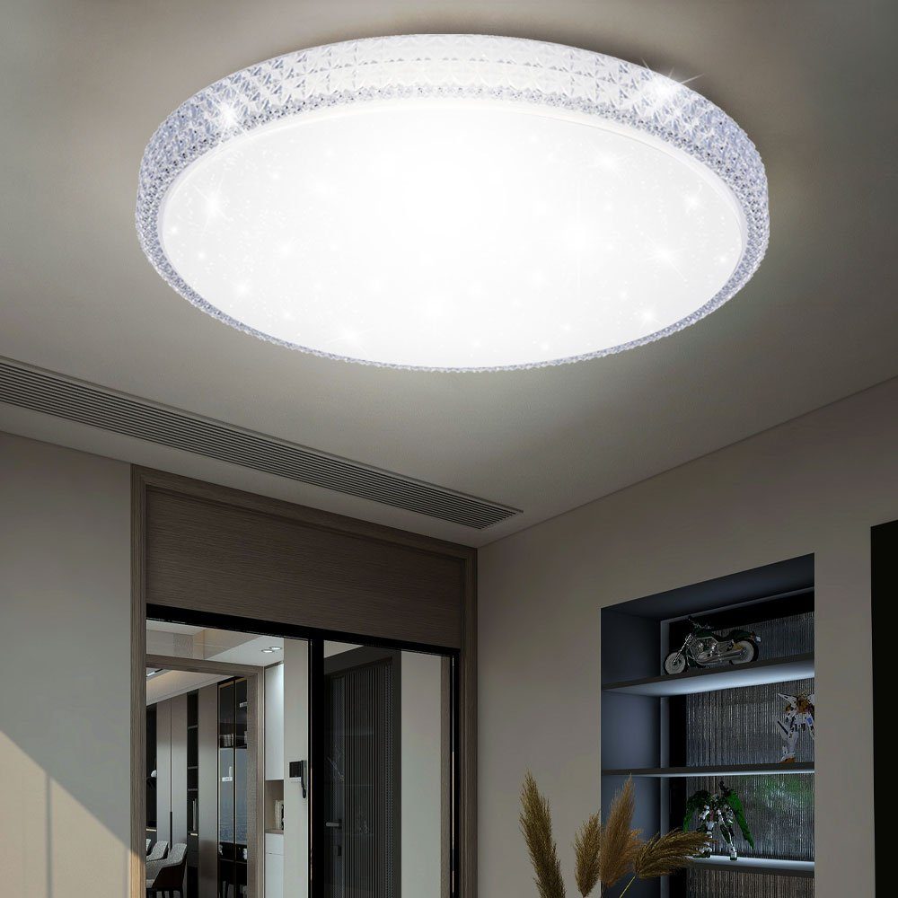 Lampe etc-shop LED-Leuchtmittel Neutralweiß, Kaltweiß, CCT Sternenhimmel-Optik LED verbaut, Wohnzimmerleuchte Deckenleuchte Warmweiß, Deckenleuchte, fest
